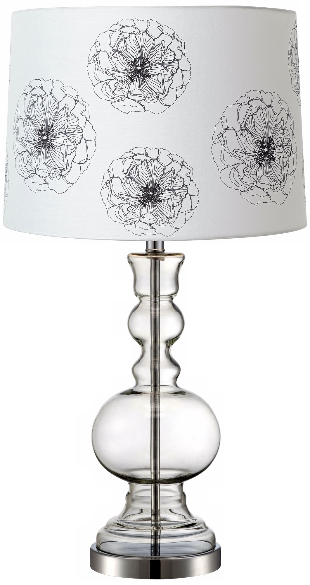 Flower Graphic Clear Glass Vase Table Lamp