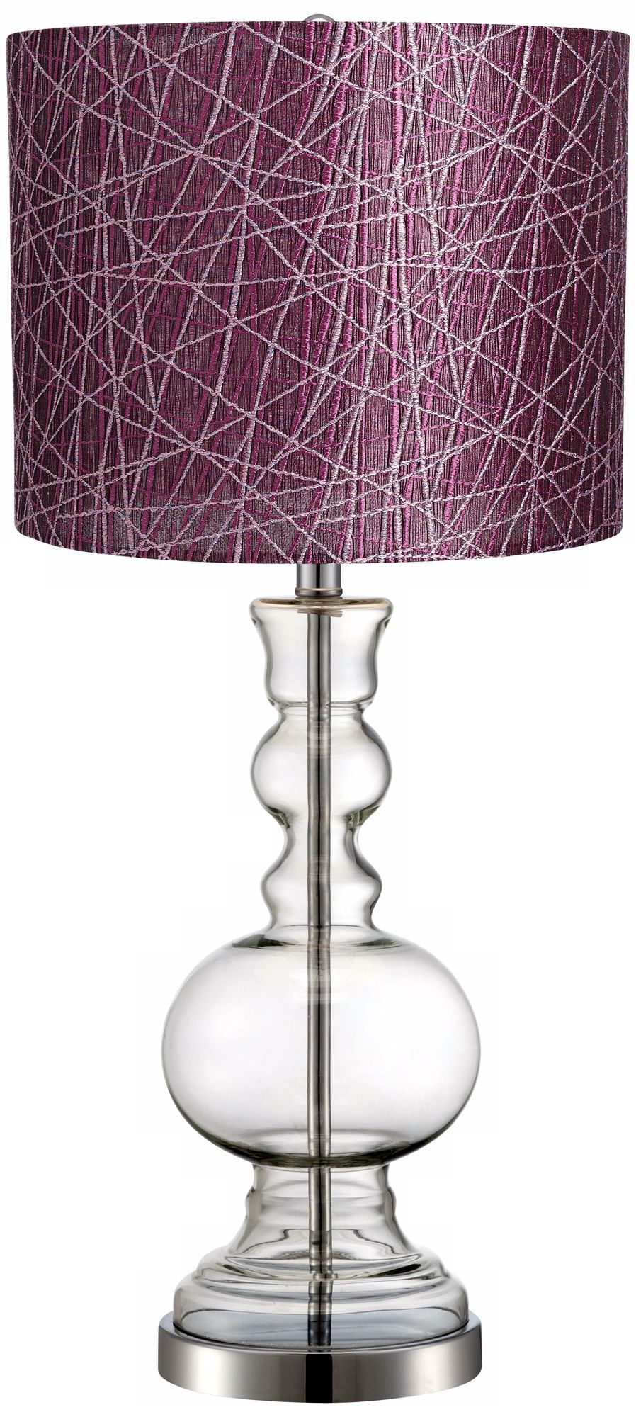 Purple Lines Clear Glass Vase Table Lamp