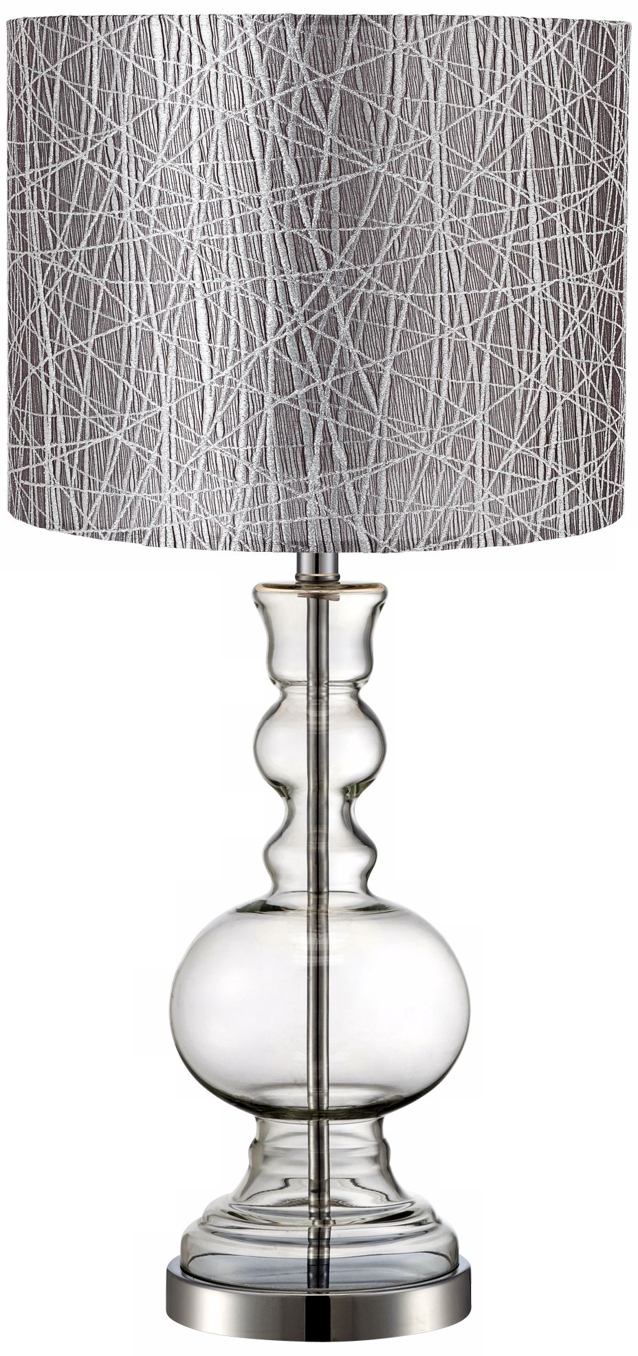 Silver Lines Clear Glass Vase Table Lamp