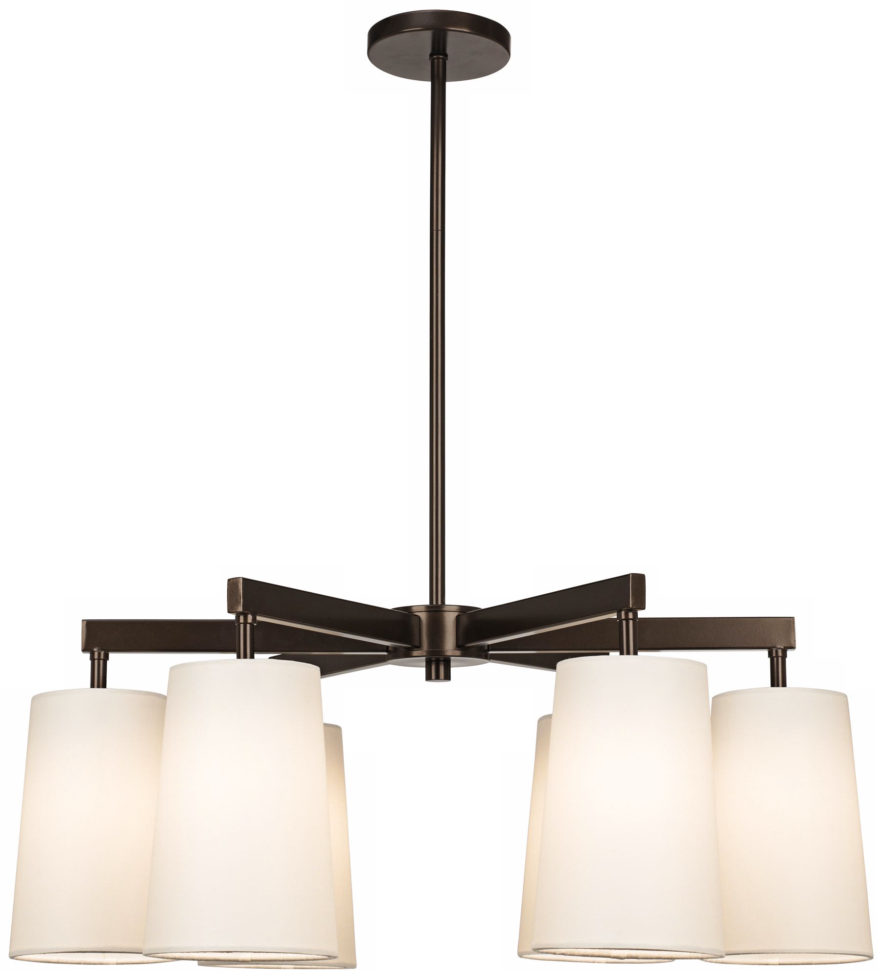 Bronze with Off-White Shades 6-Light 26 1/2" Wide Chandelier