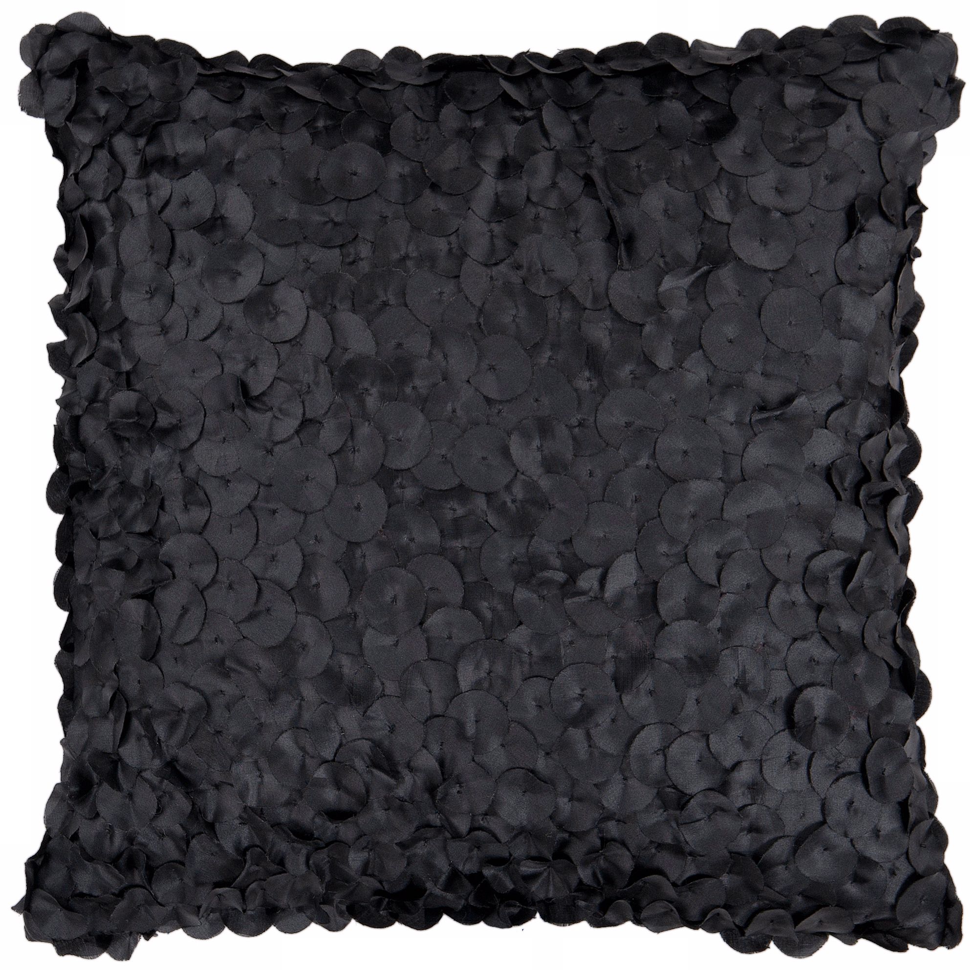 Surya Circle Applique 18" Square Caviar Black Accent Pillow
