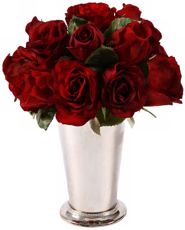 Jane Seymour 12" High Red Roses in Bud Vase