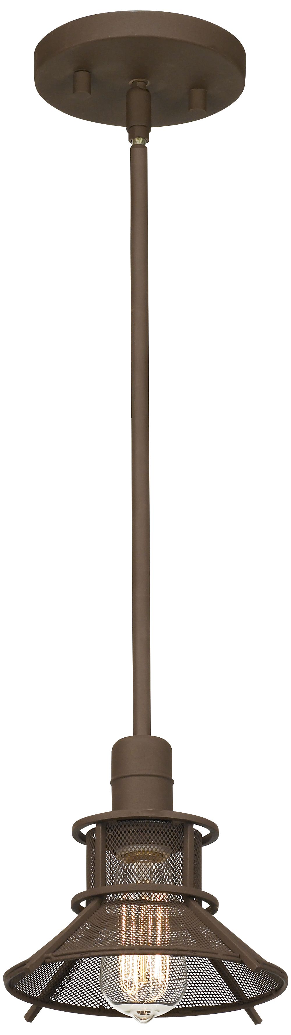 Industrial Metal 8 1/2" Wide Bronze Mini Pendant Light