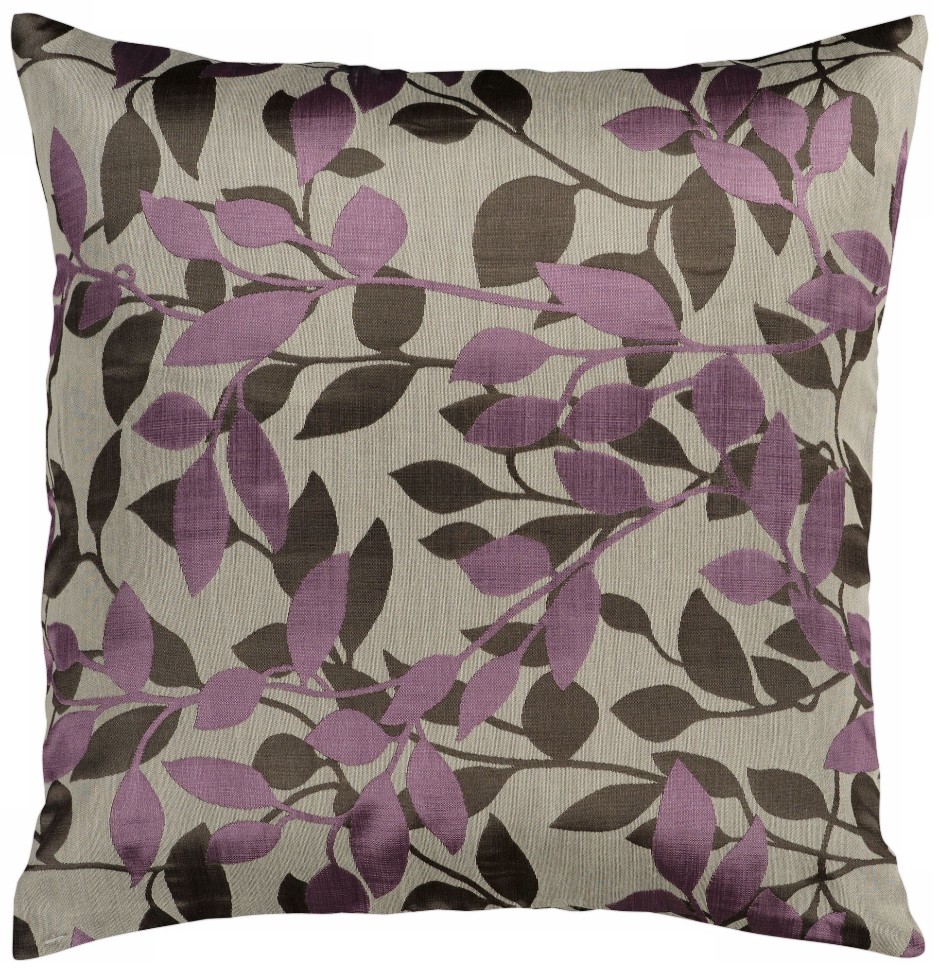 Surya 18" Square Oyster Gray and Plum Throw Pillow