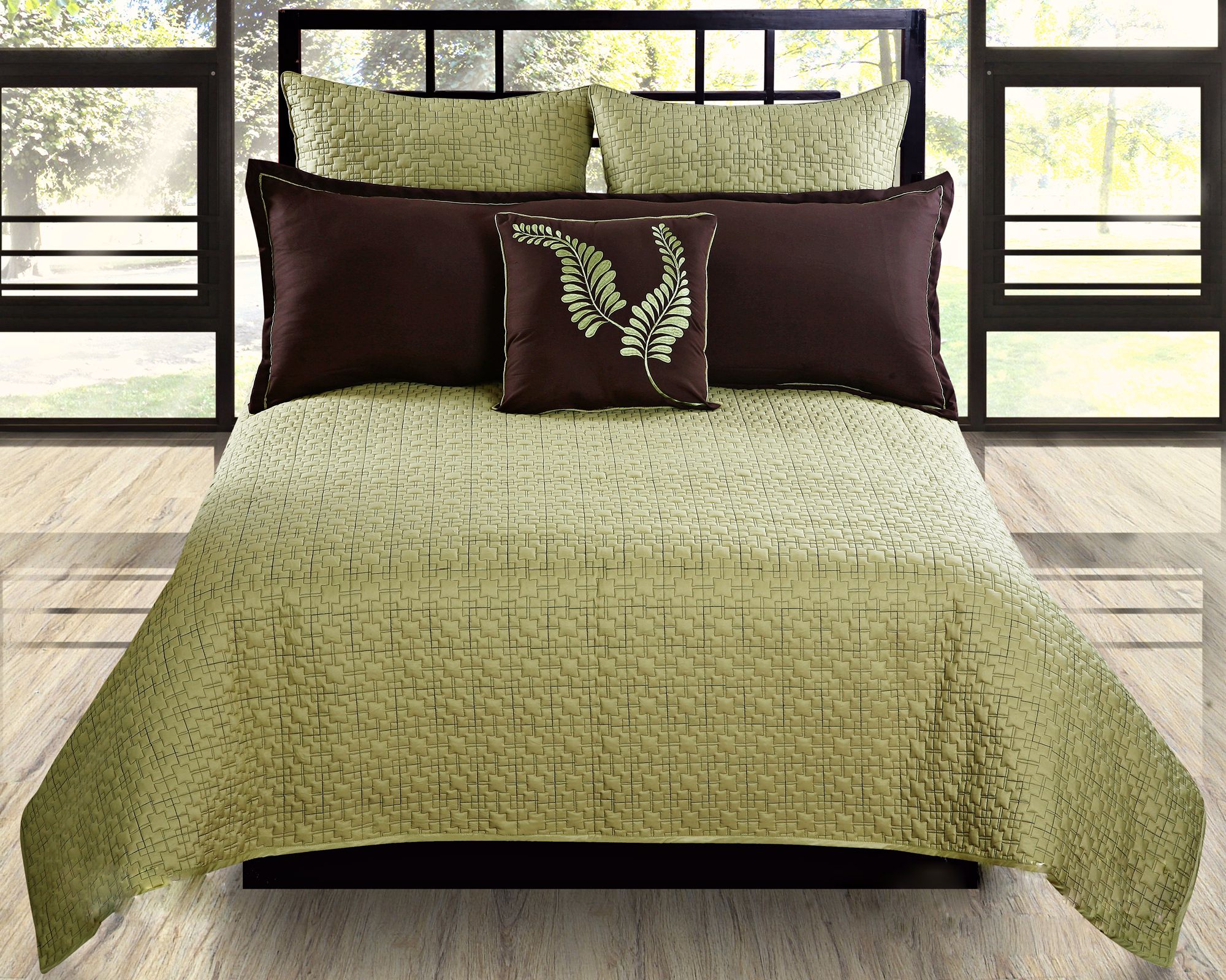 Matrix Sage and Brown 5-Piece Comforter Set
