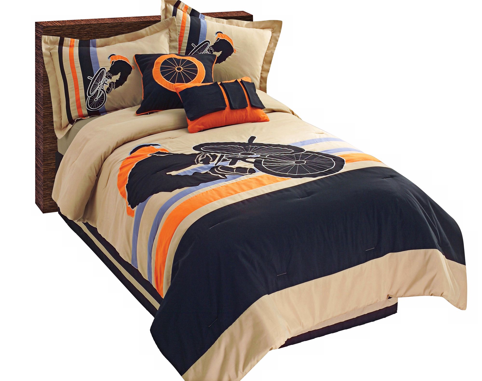 Extreme Biker Black and Tan Comforter Bedding Sets