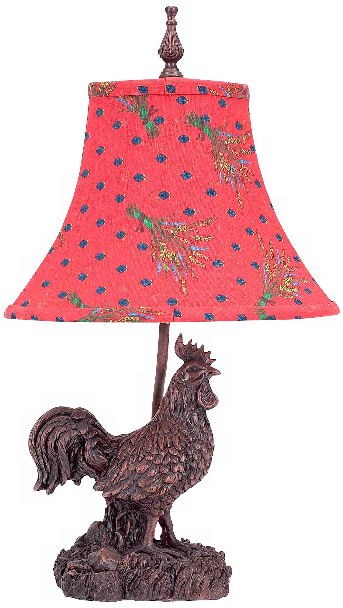 Wheatland Rooster Red and Blue Polka Dot Shade Accent Lamp