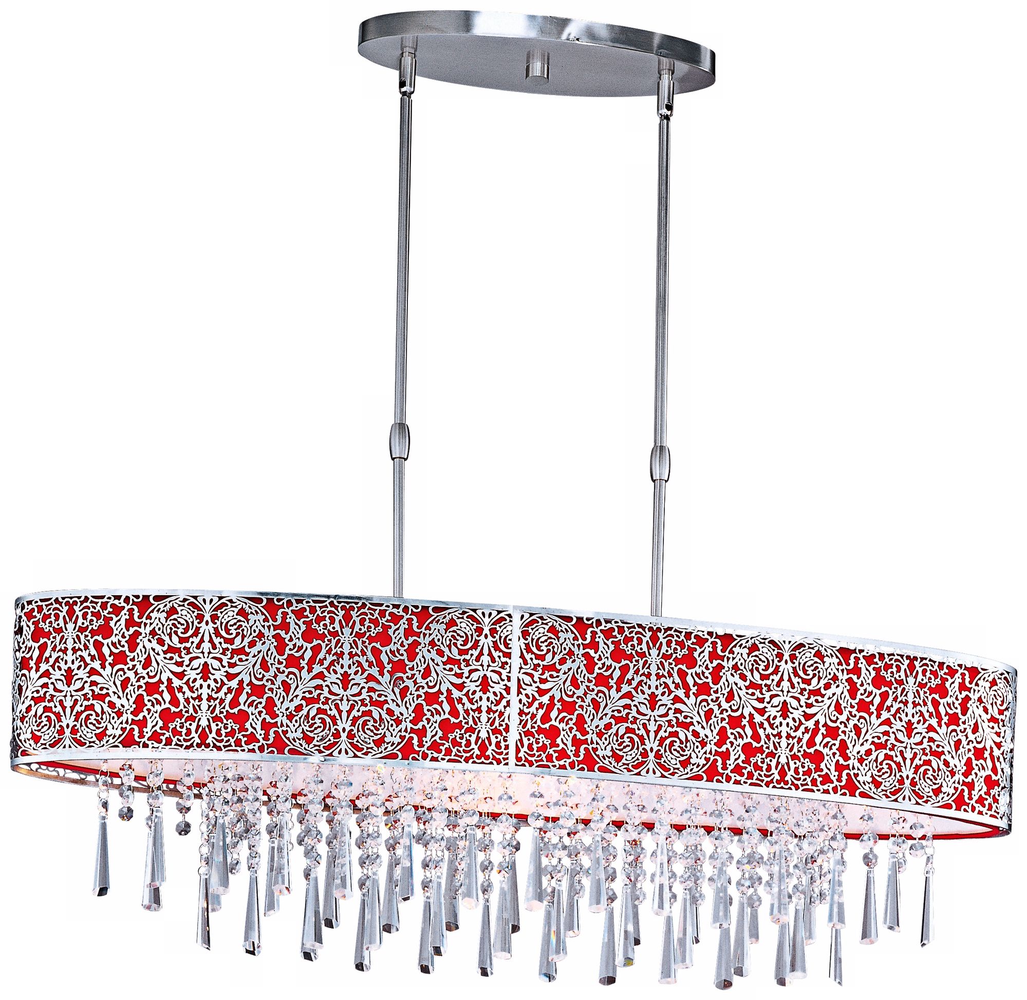 Maxim Rapture 37 3/4" Red and Satin Nickel Island Chandelier