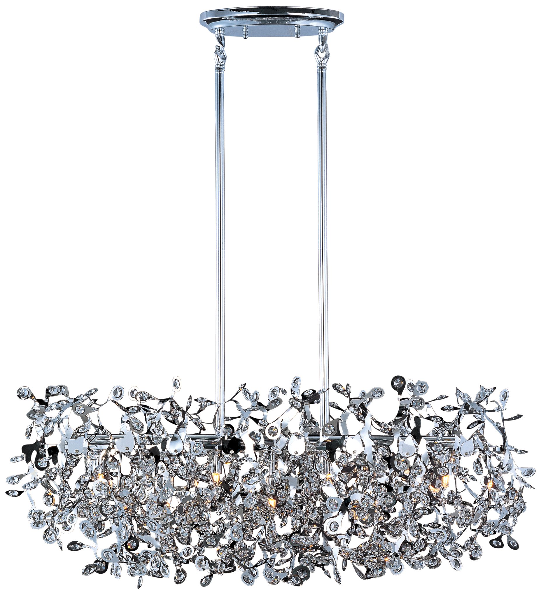 Maxim Comet 38" Wide Chrome and Crystal Island Light