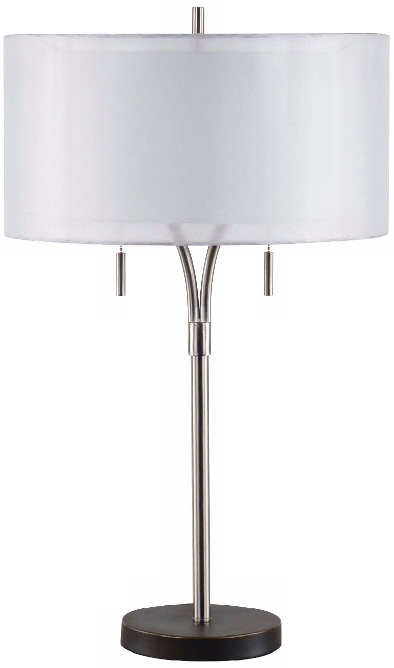 26"H Double Shade Polished Nickel Base Lamp