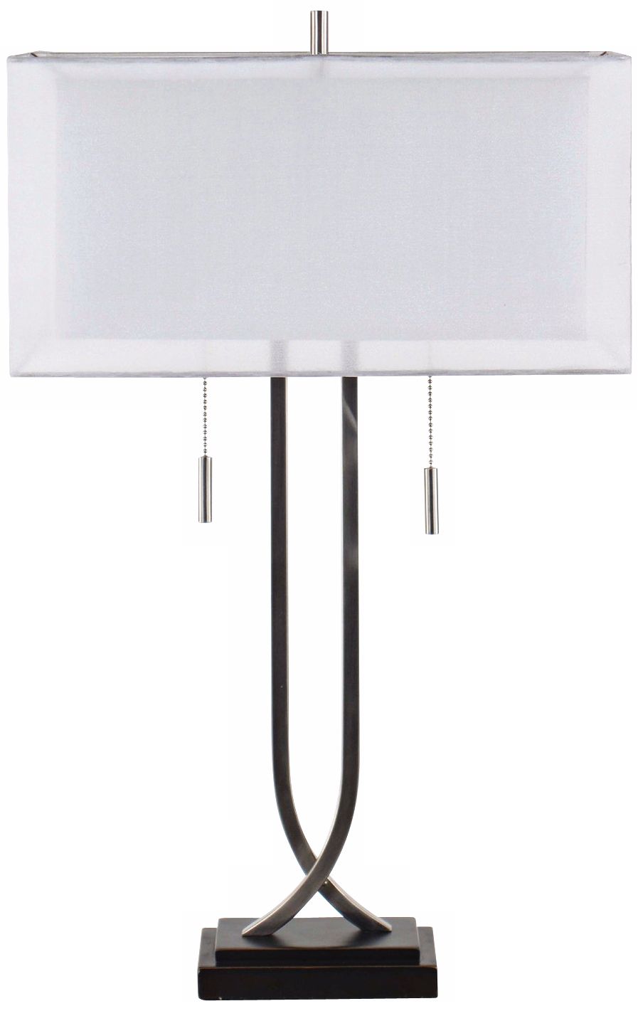 Double Box Shade Nickel Table Lamp