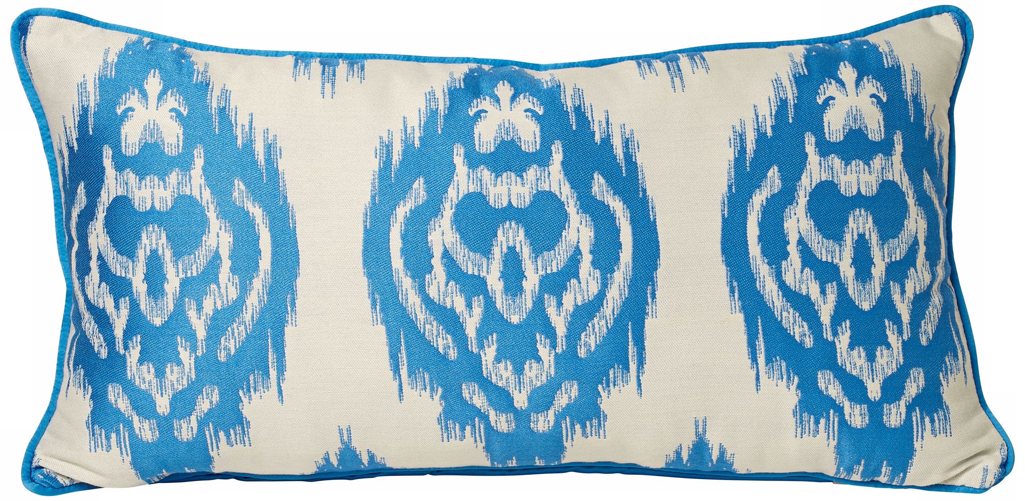 Ikat 22" Wide Cyan Decorative Bolster Pillow