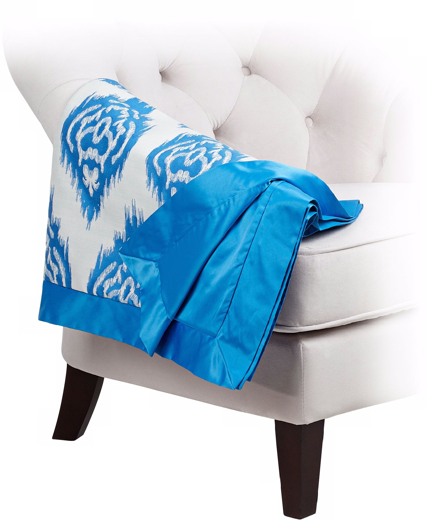 Ikat Reversible Blue / Ivory Decorative Throw