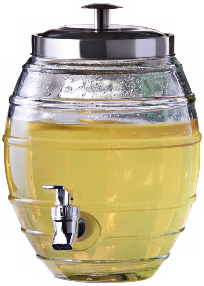 Barrel 11" High Decorative Glass Beverage Dispenser