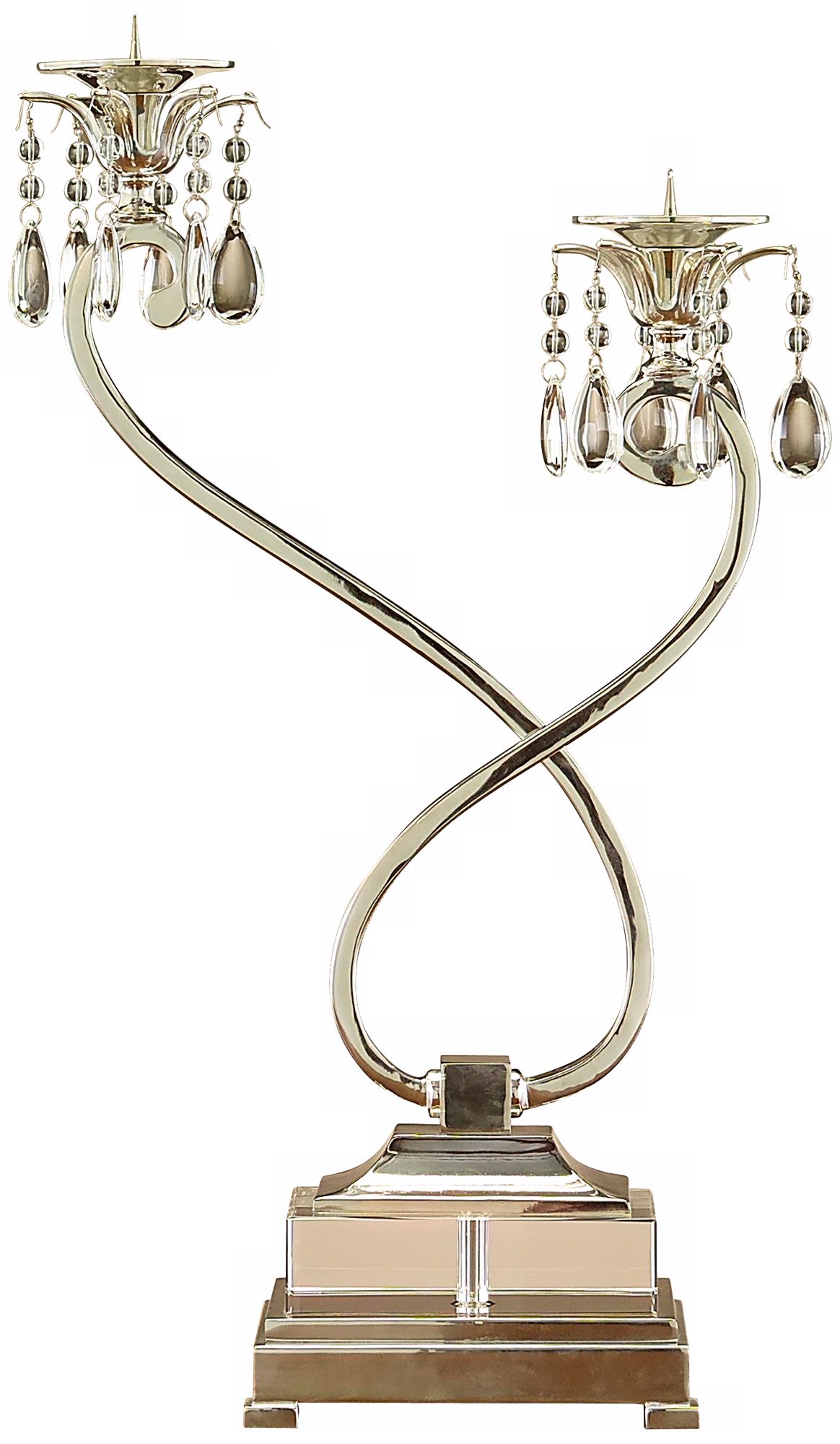 John Richard Open Infinity Silver and Crystal Candelabra
