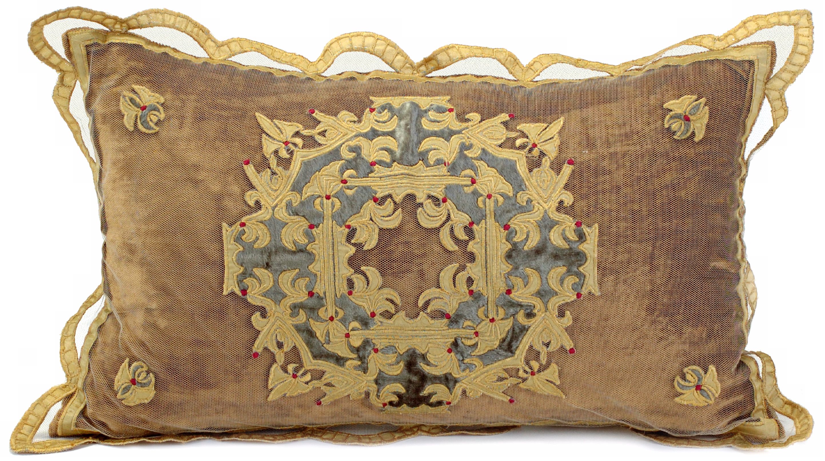John Richard Antique Gold Velvet Lumbar Accent Pillow