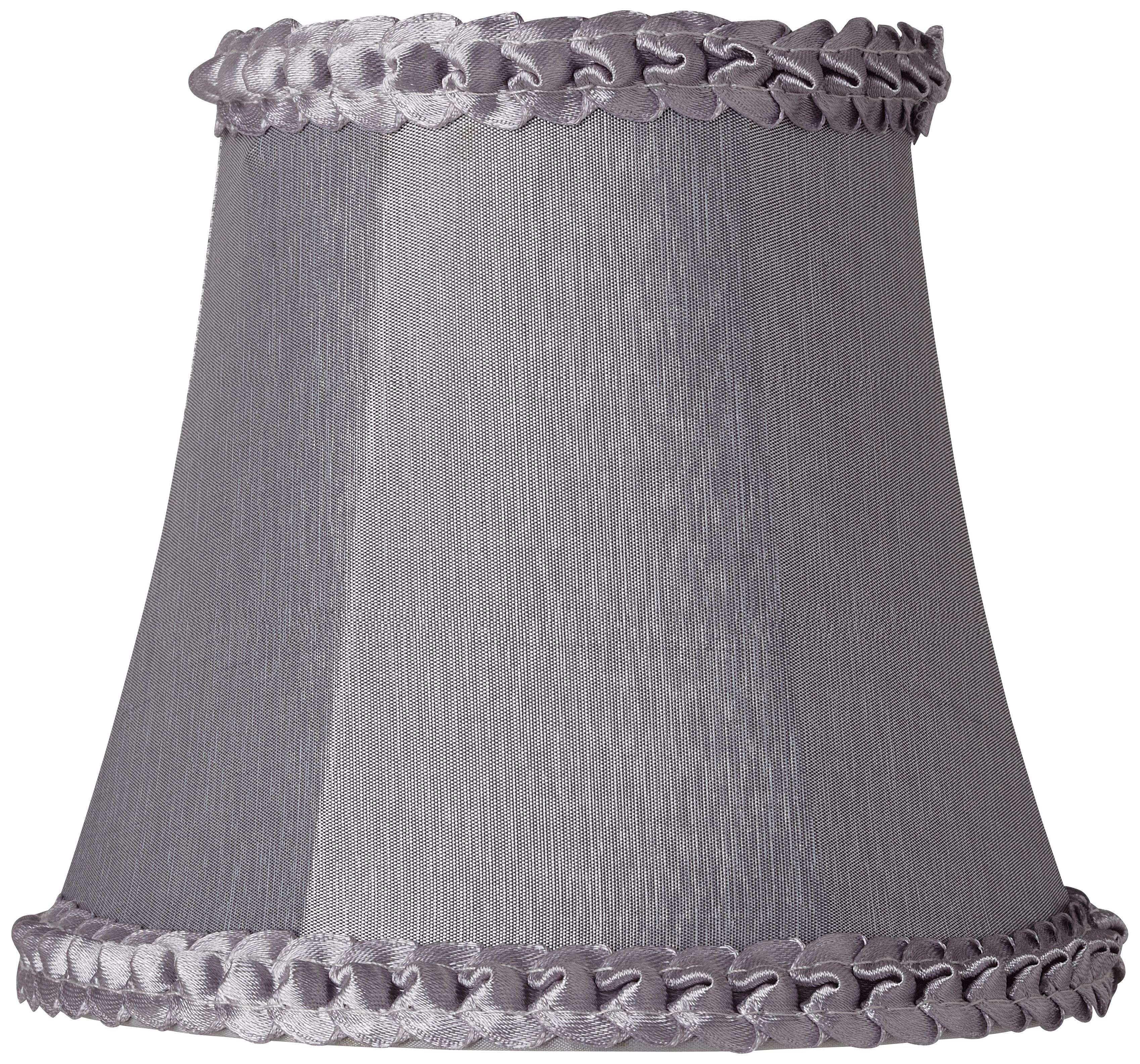 Gray Ribbon Trim Bell Lamp Shade (Clip-On) 3.5x5.5x5
