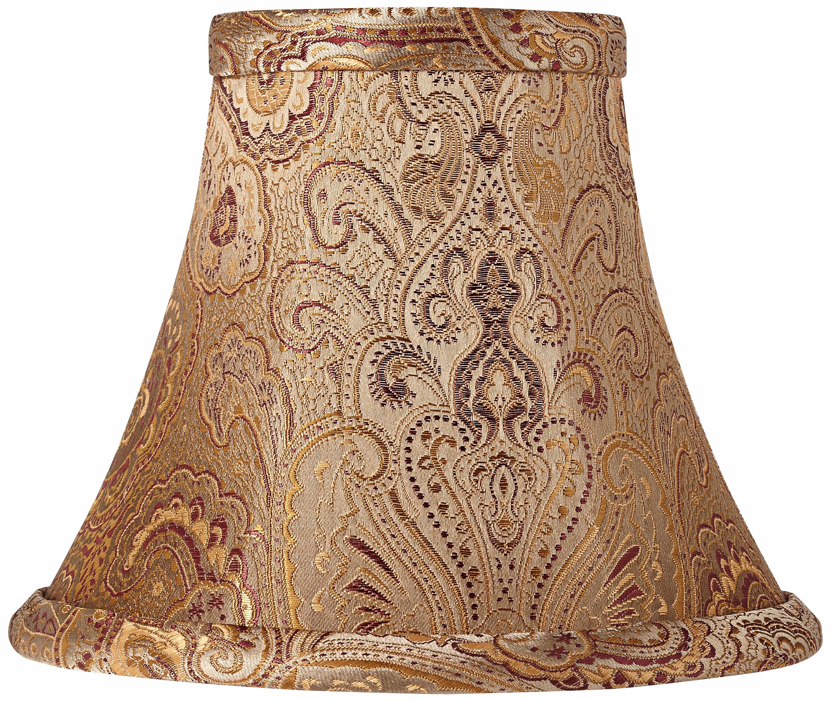 Bronze Beige Paisley Silk Blend Lamp Shade 3x6x5 (Clip-On)