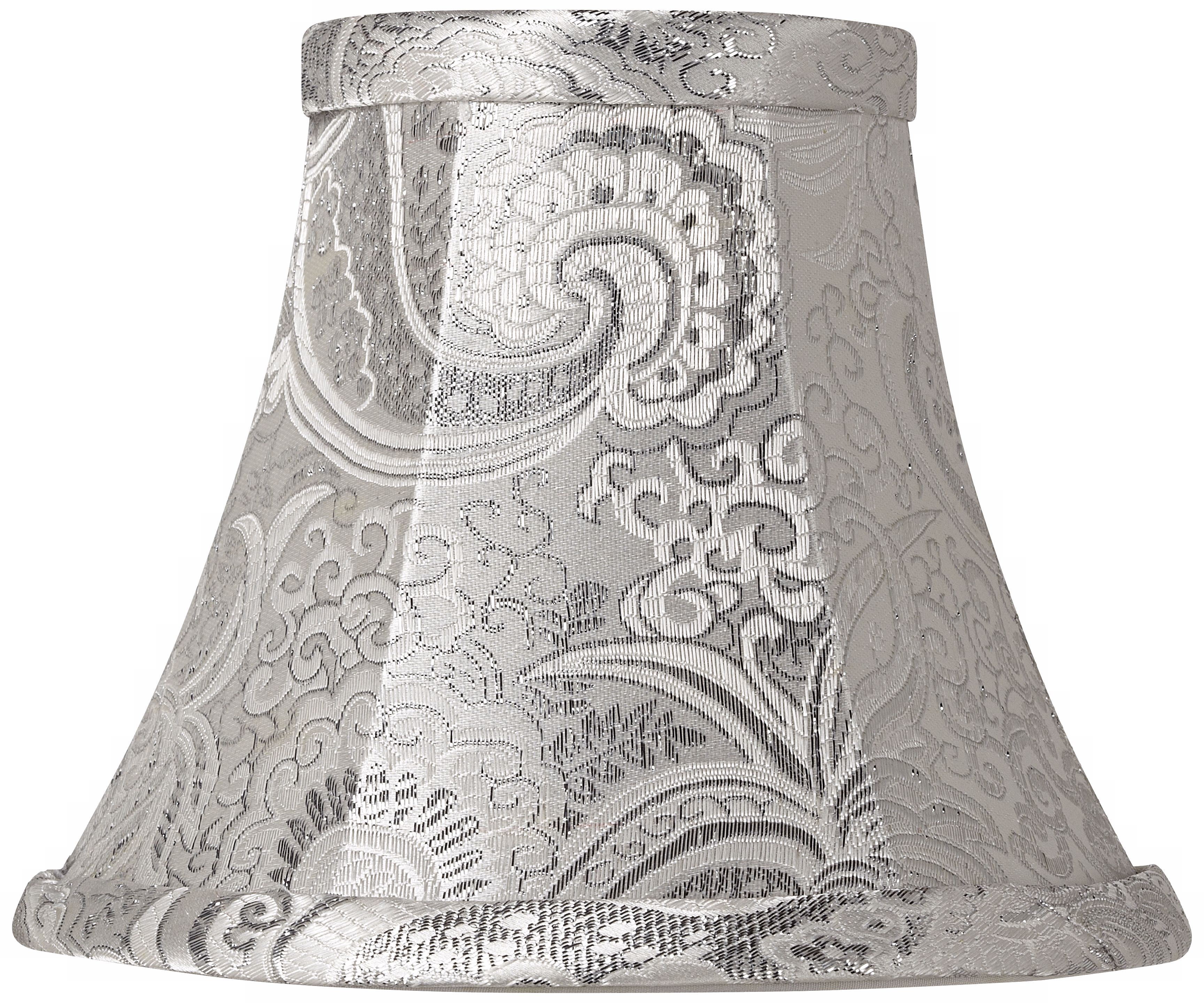Silver Paisley Metallic Bell Lamp Shade 3x6x5 (Clip-On)