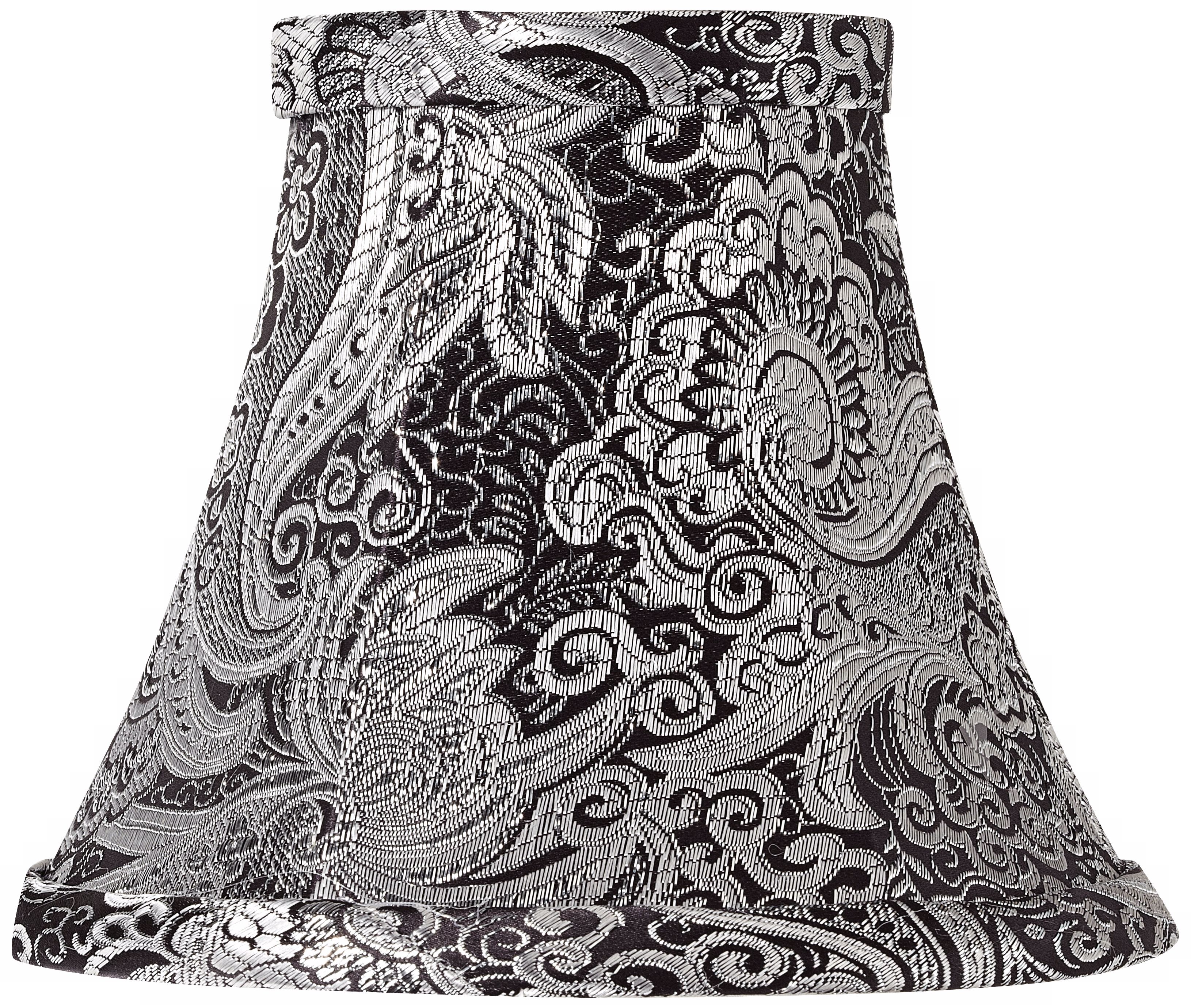 Black Paisley Metallic Blend Lamp Shade 3x6x5 (Clip-On)