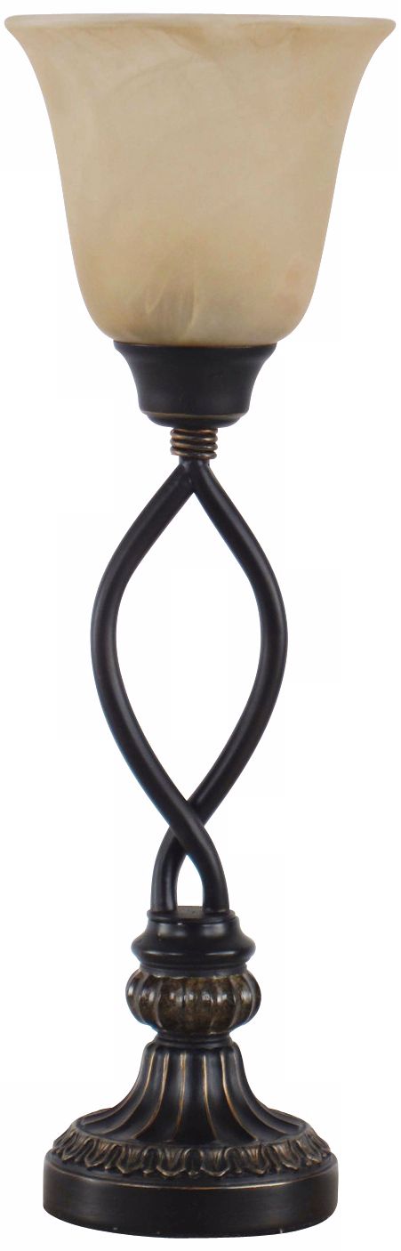 Single Twist Alabaster Glass Bronze Console Lamp