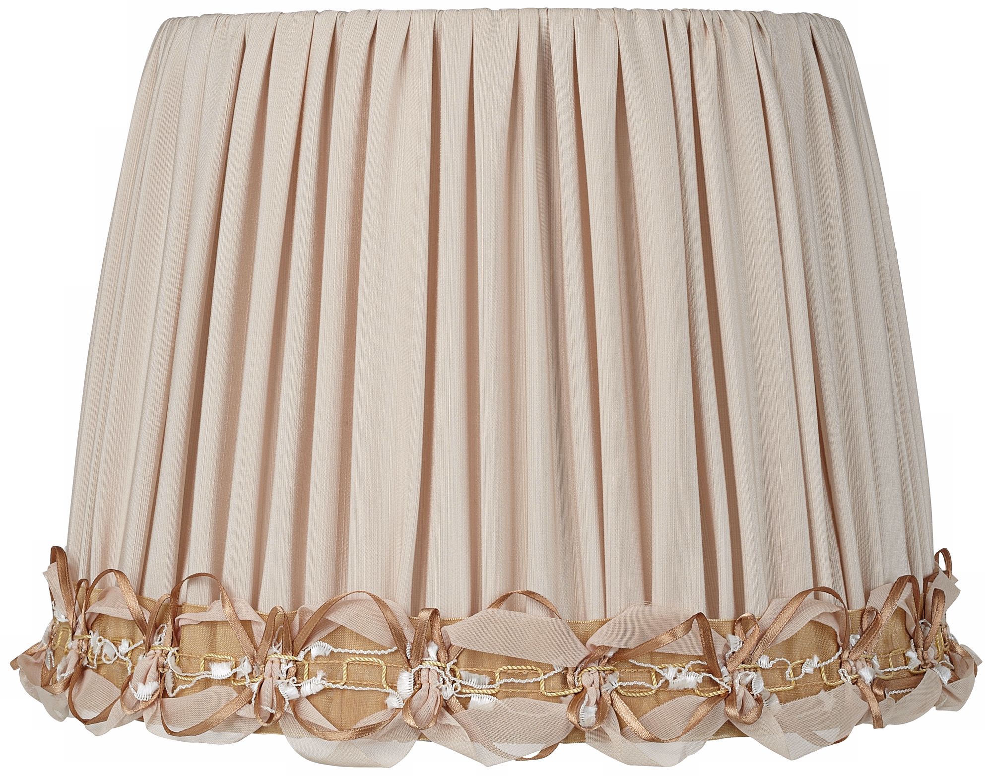 Beige with Ribbon Shirred Drum Lamp Shade 9x12x9 (Spider)