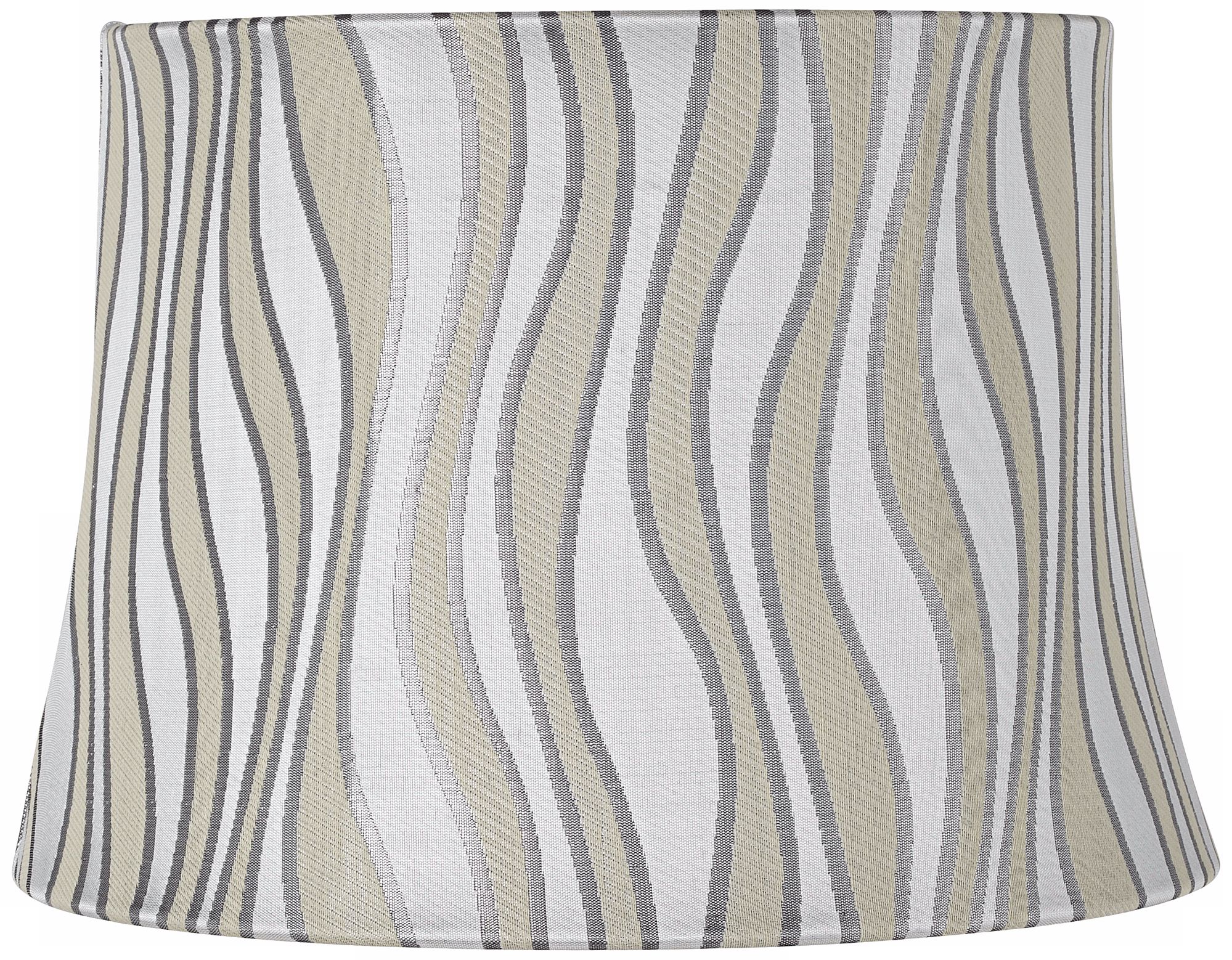Grey Curved Stripes Drum Lamp Shade 10x12x8.5 (Spider)