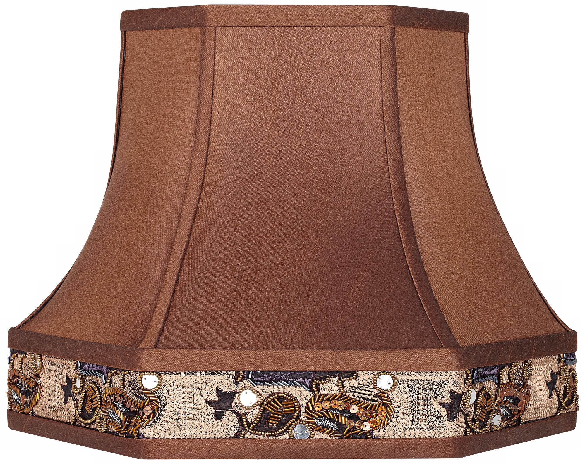 Bronze Faux Silk Hexagonal Lamp Shade 9x15x11.5 (Spider)