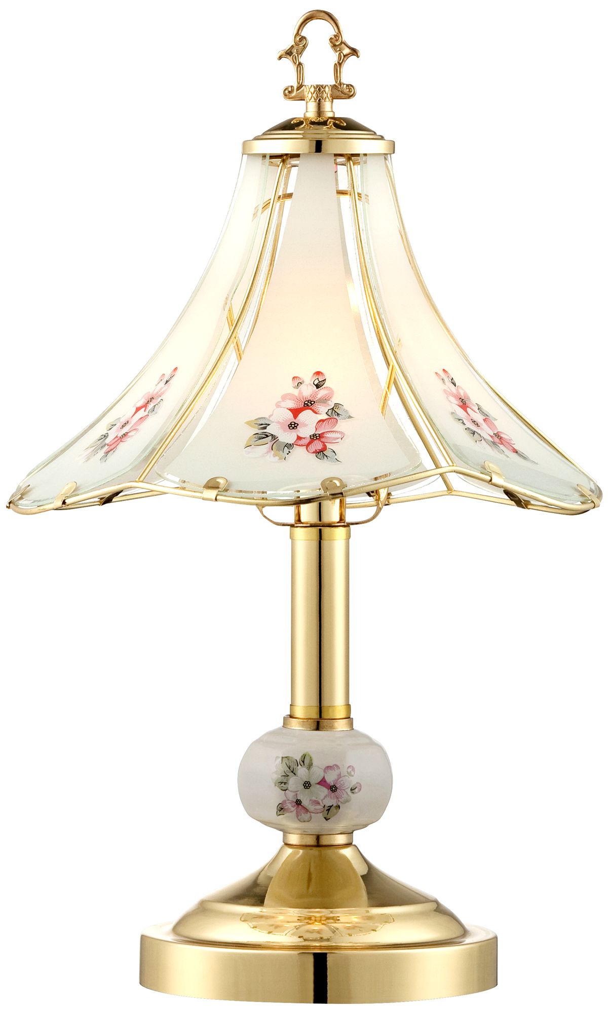 Flower Bouquet 16" High Polished Brass Touch Table Lamp
