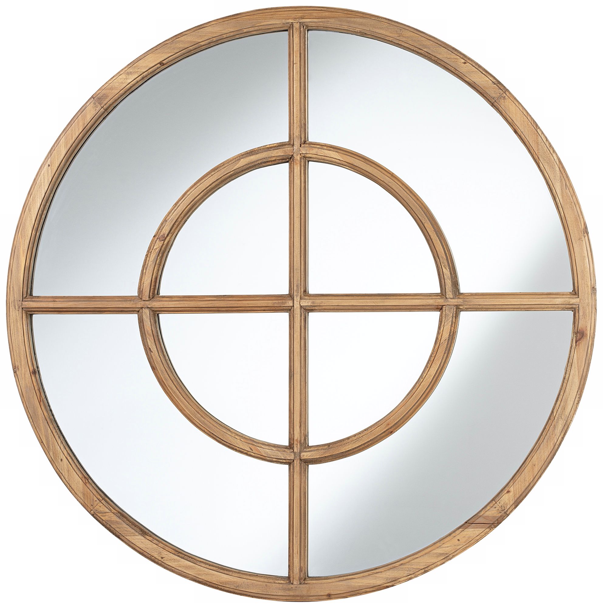 Uttermost Eliseo Light Walnut Wood 37" Round Wall Mirror