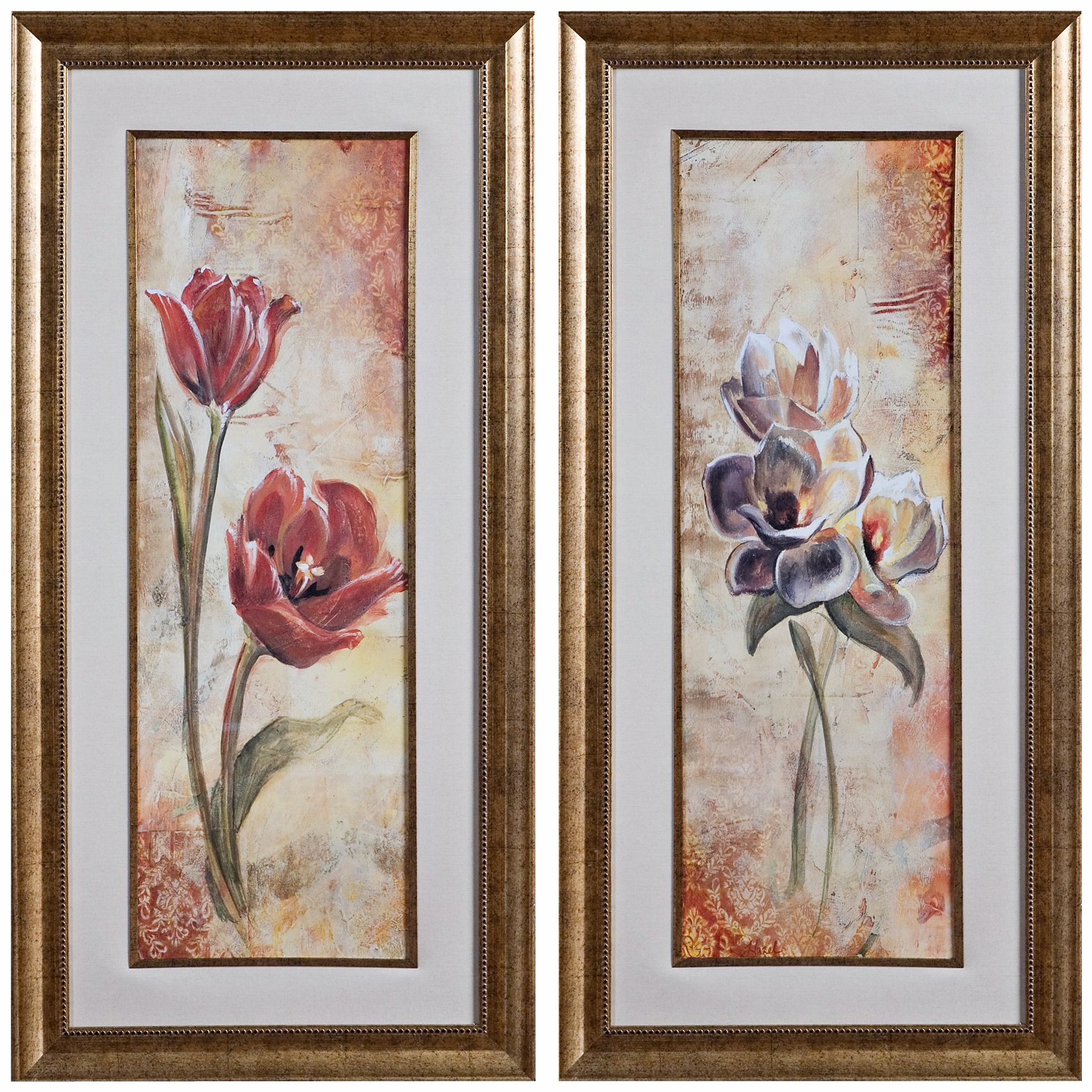 Uttermost Set of 2 Floral Times 46 1/4" High Wall Art