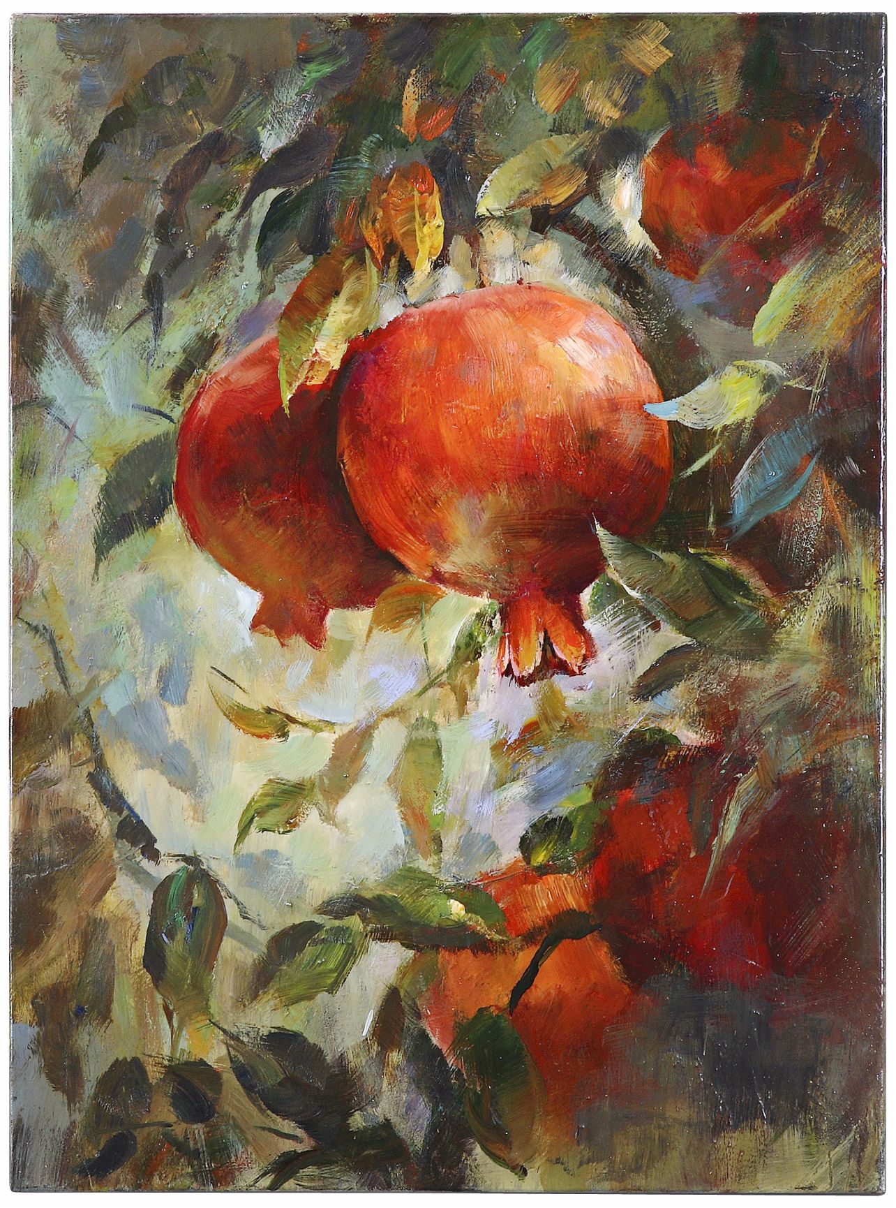 Uttermost 38" High Pomegranate Bloom Hand-Painted Wall Art