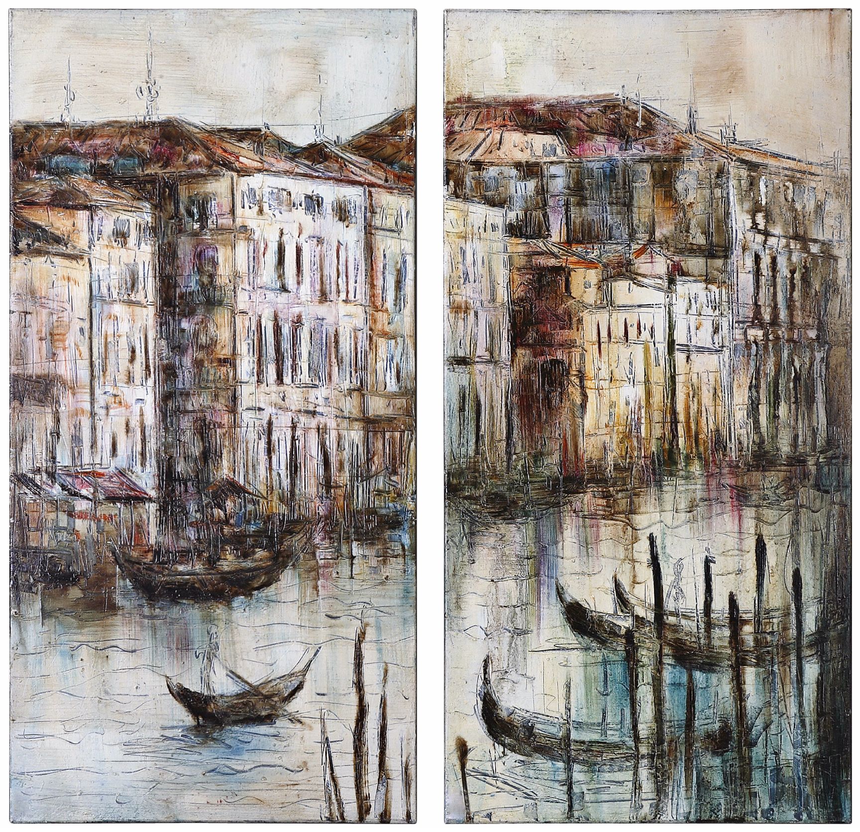 Uttermost Set of 2 Canal View I, II Hand-Painted Wall Art