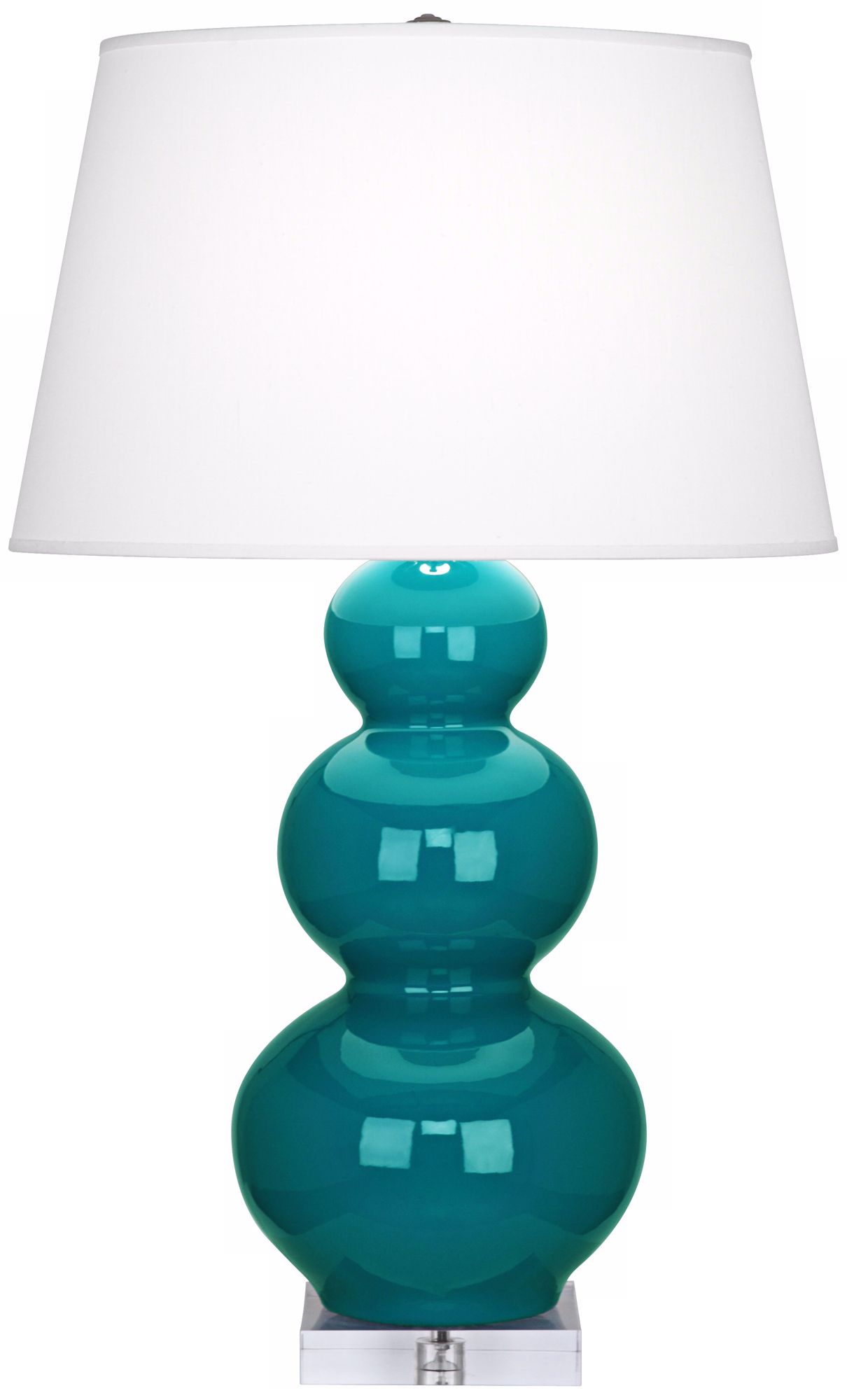 Robert Abbey Peacock Triple Gourd Ceramic Buffet Lamp