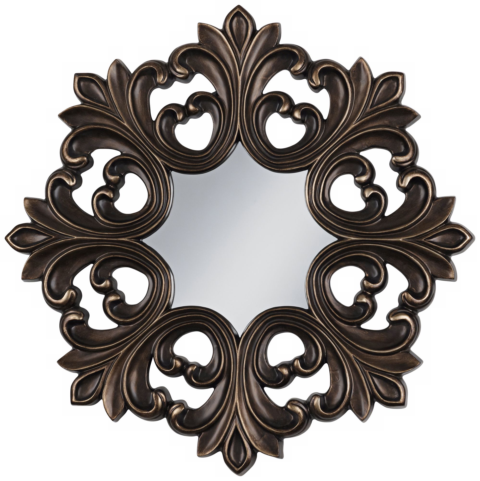 Dark Bronze Openwork 35 1/2" Wide Round Wall Mirror