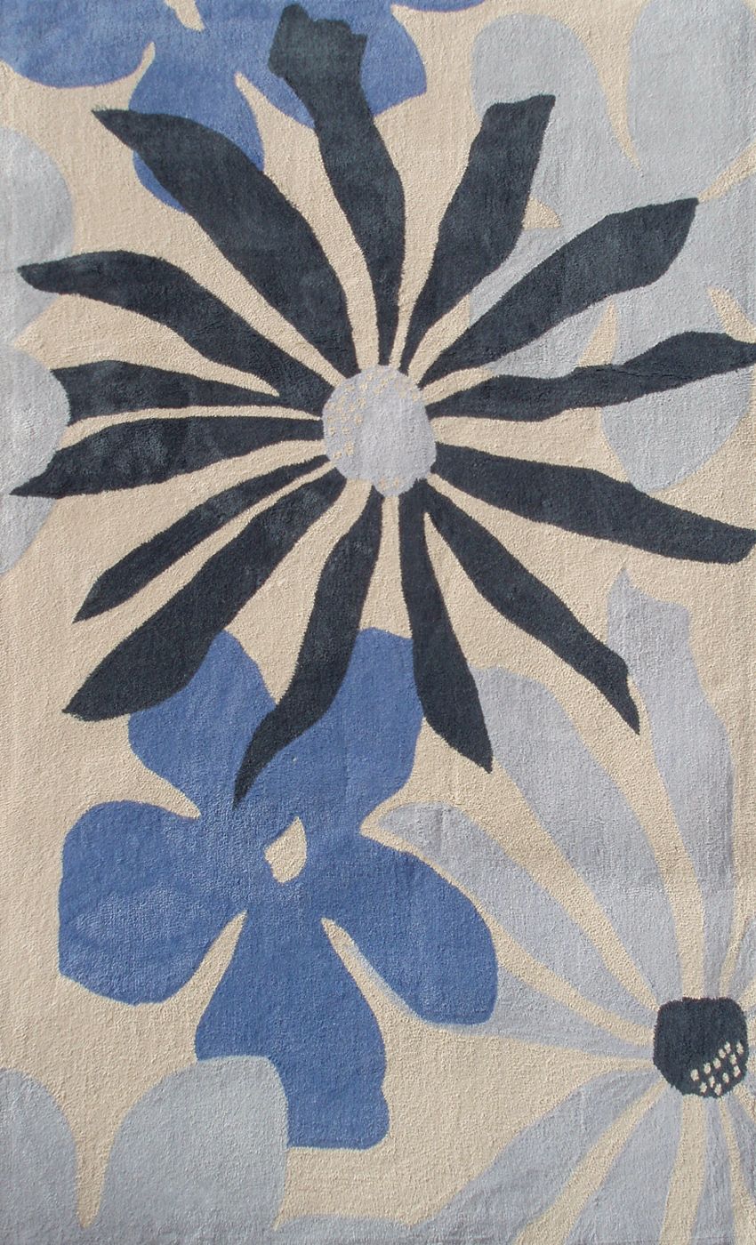 Ecconox Collection Mustard Seed Blue Area Rug