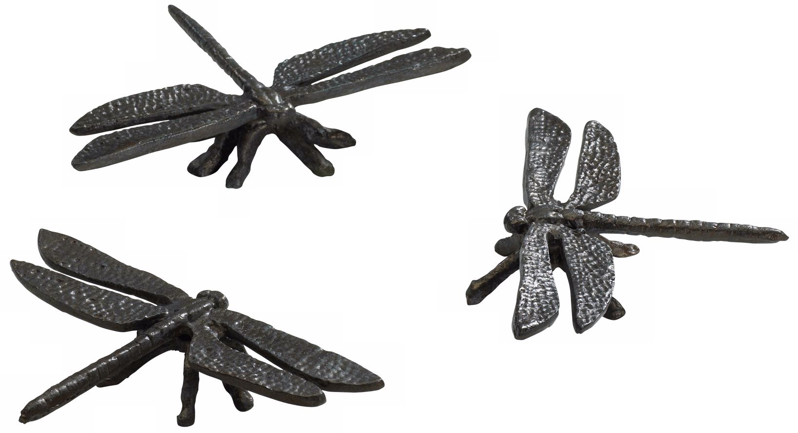 Set of 3 Rustic Verde Bronze Dragonflies
