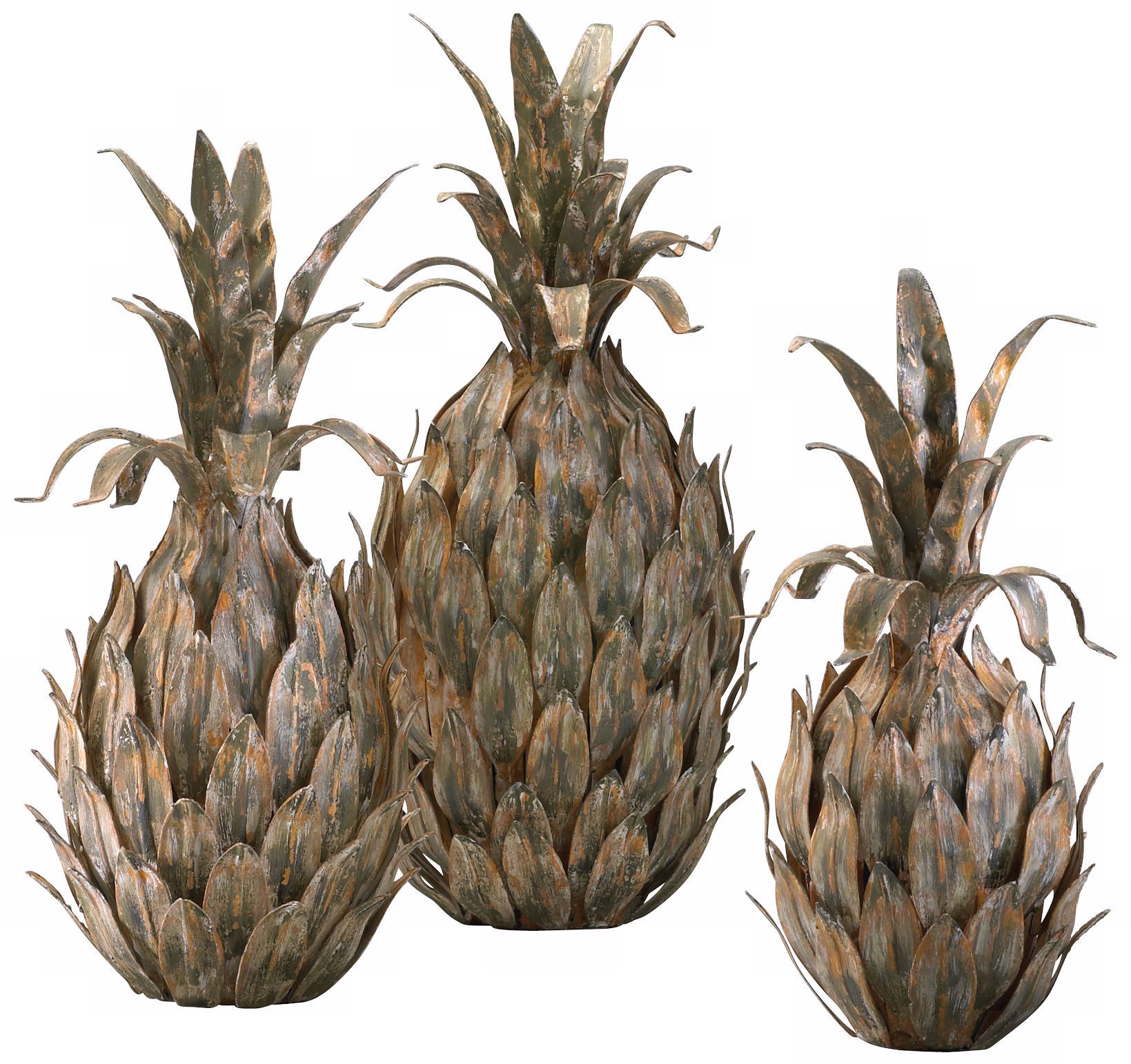 Set of 3 Multi-Tone Iron Pineapples