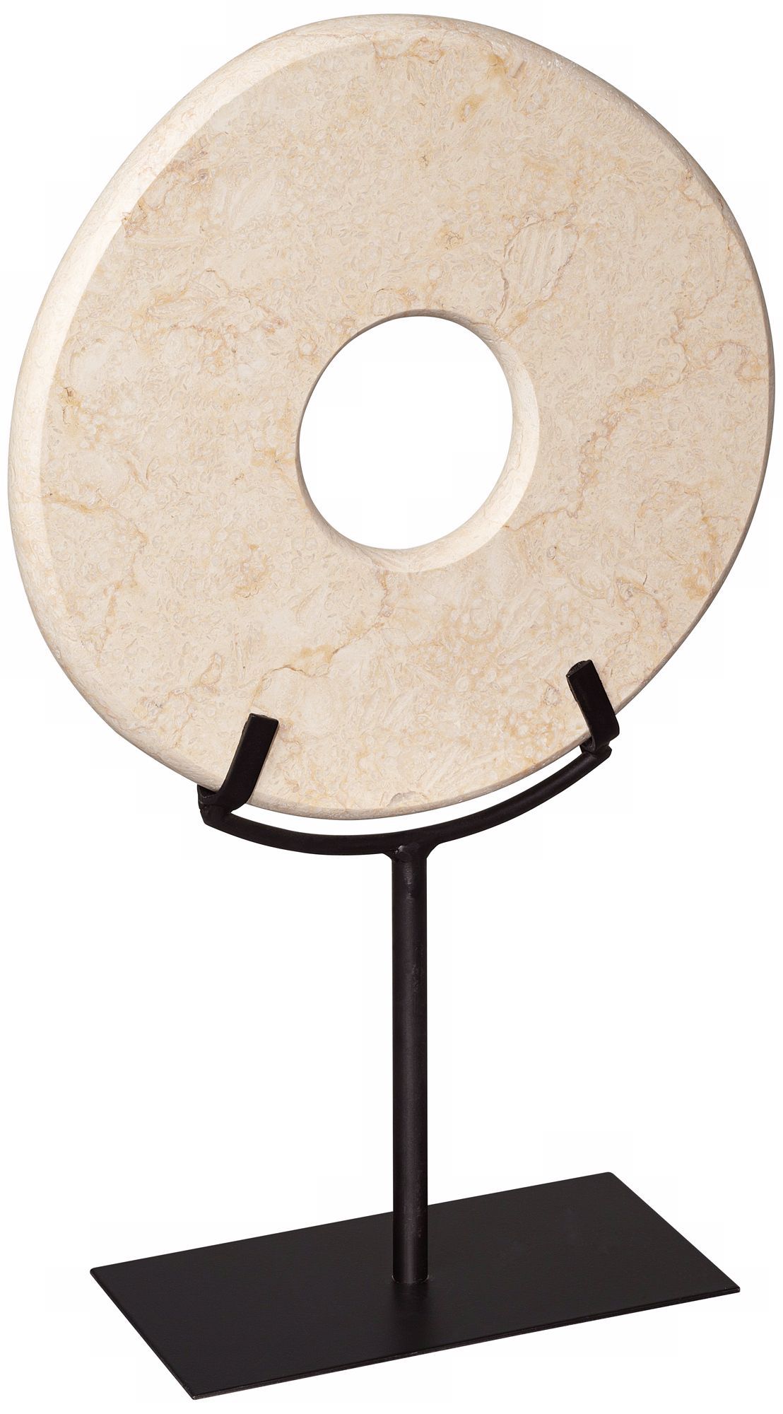 Large Yellow Disk on Black Iron Stand