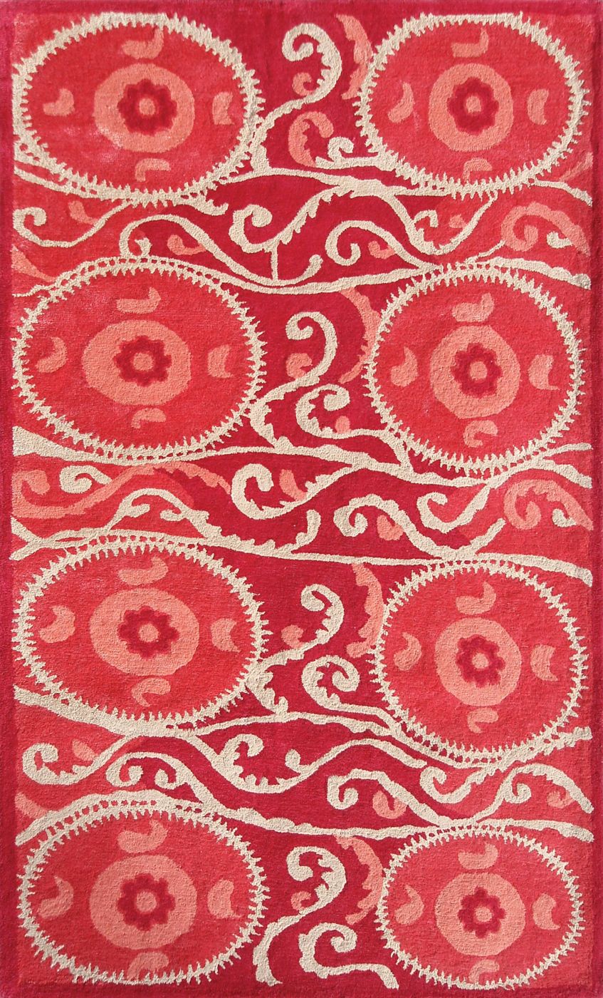 Camden Collection Suzani Tile Red Area Rug