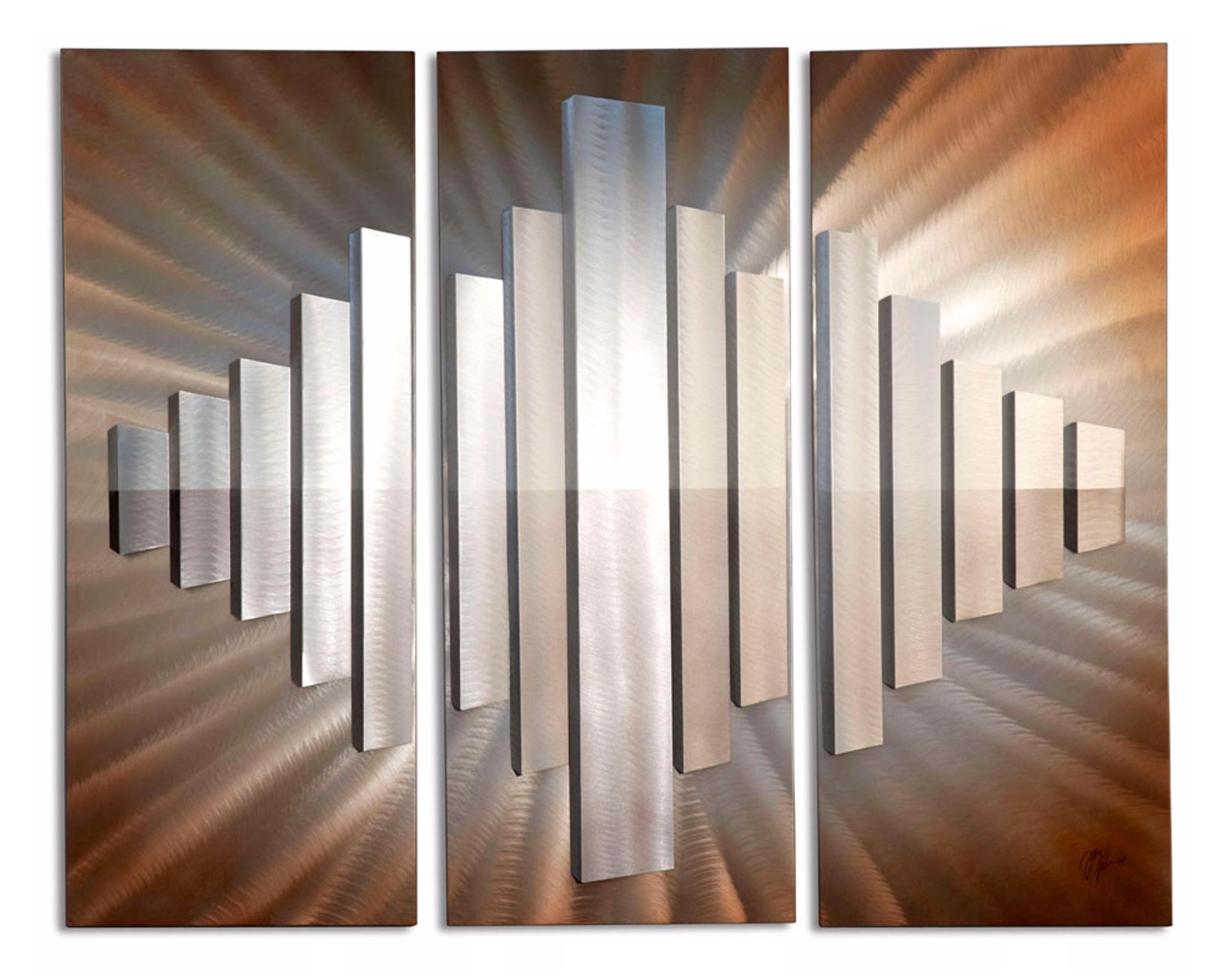 Set of 3 Nova Sunburst City 50" Wide Metal Wall Art