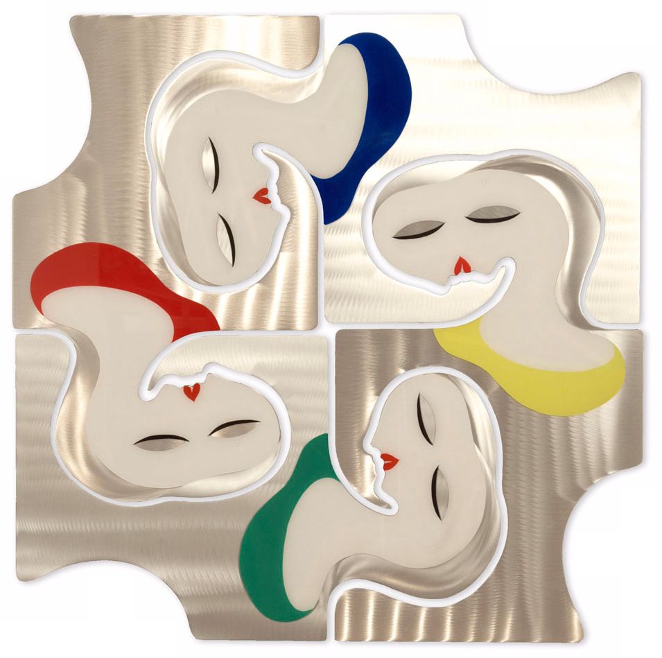 Nova Paloma Puzzle 42" Wide Metal Wall Art