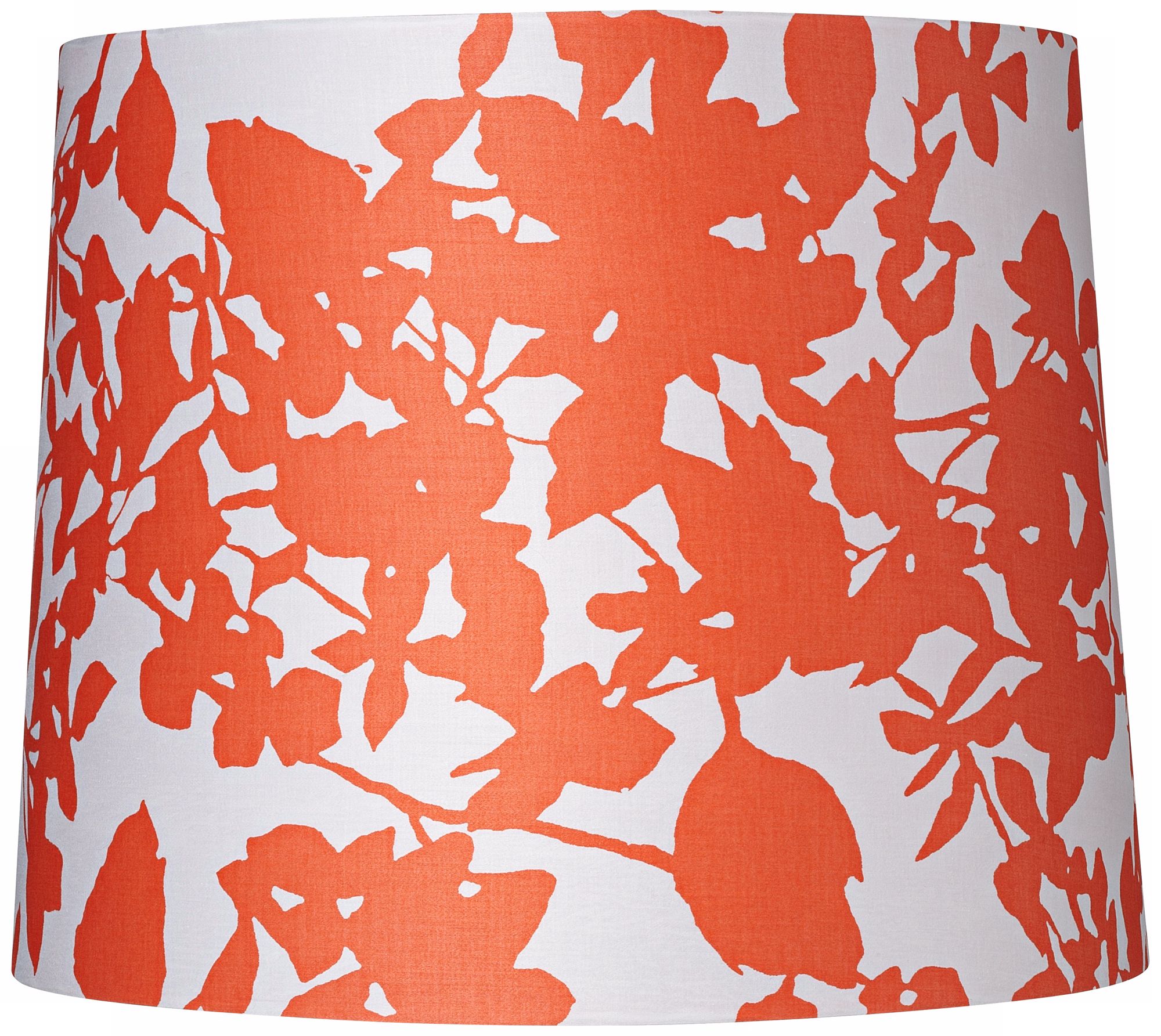 Orange Floral Silhouette Drum Shade 12x13.5x9" (Spider)