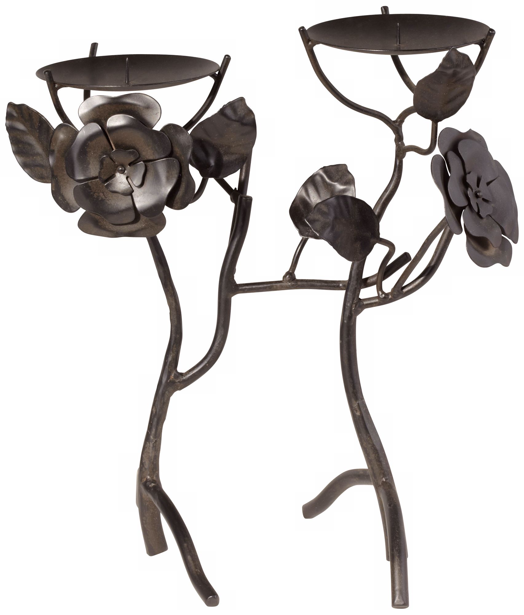 Santa Rosa 2-Tier Floral Metal Candle Holder