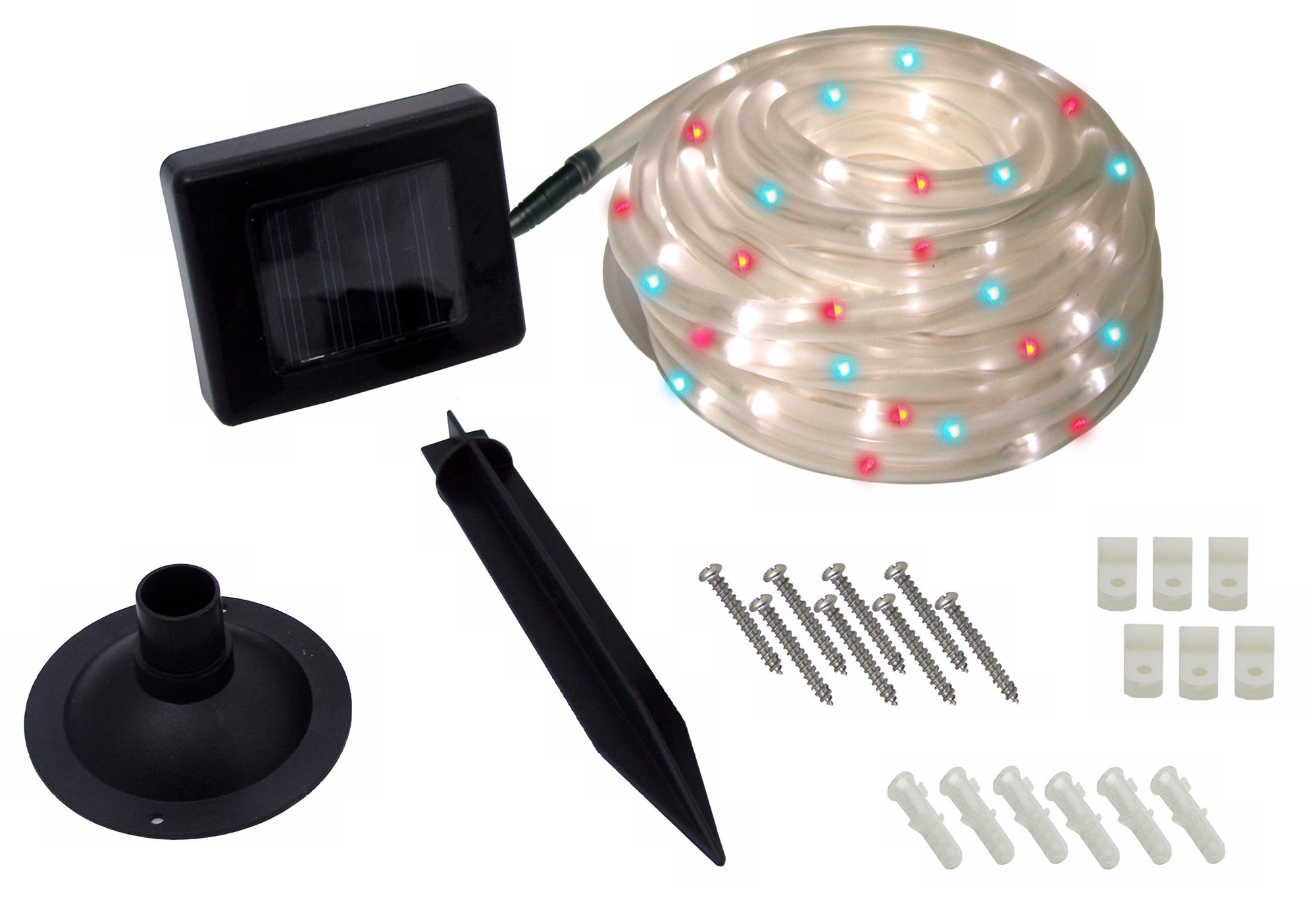 Solar 50 LED Red White and Blue Rope Light