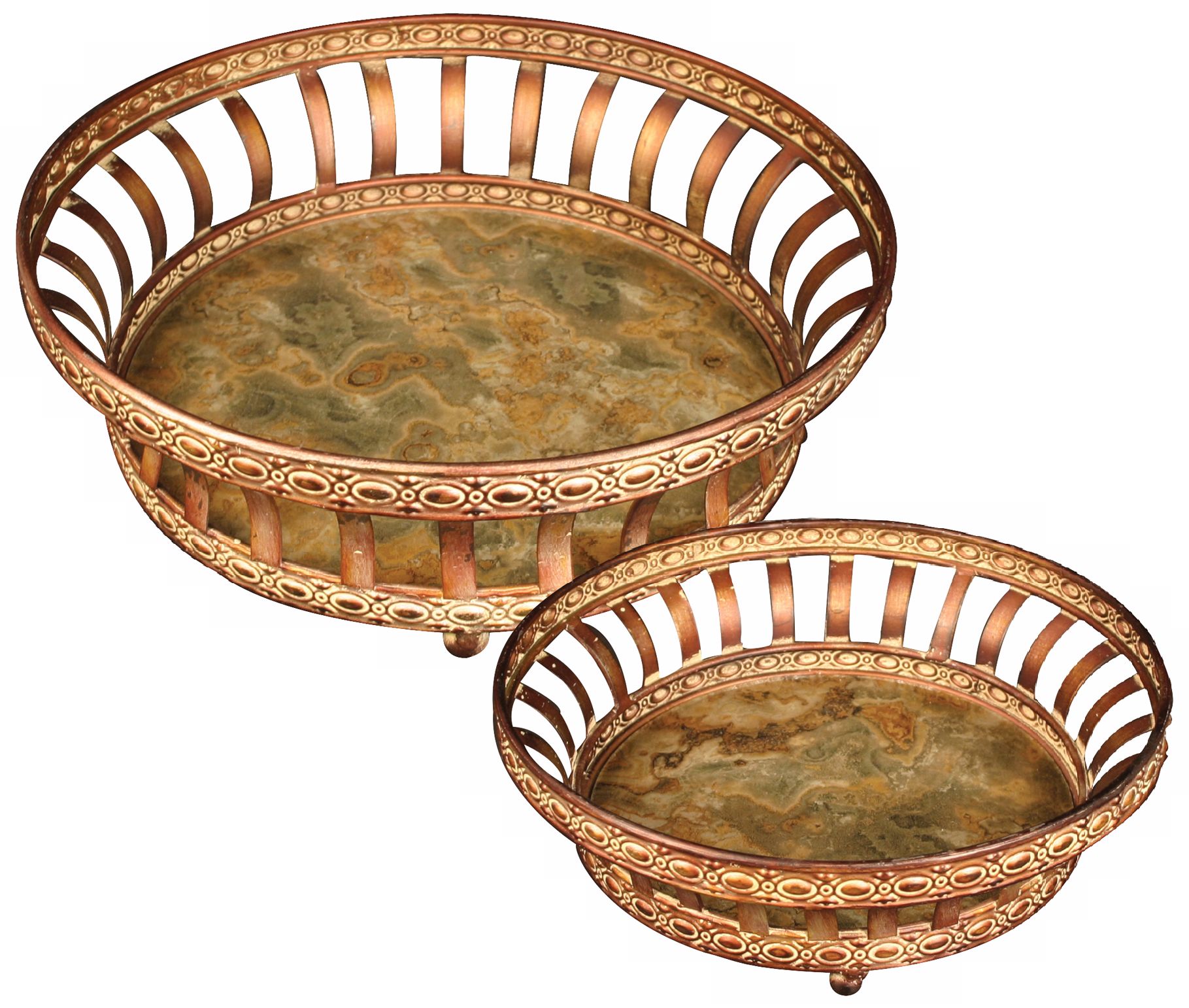 Set of 2 Appaloosa Metal and Glass Decorative Round Trays