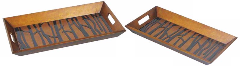 Set of 2 Branch Wood Serving Trays