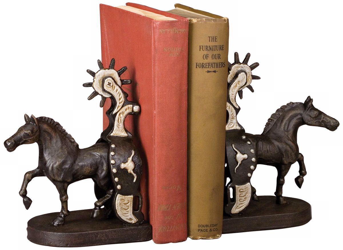 Cheyenne Cast Iron Horse and Spur Bookends