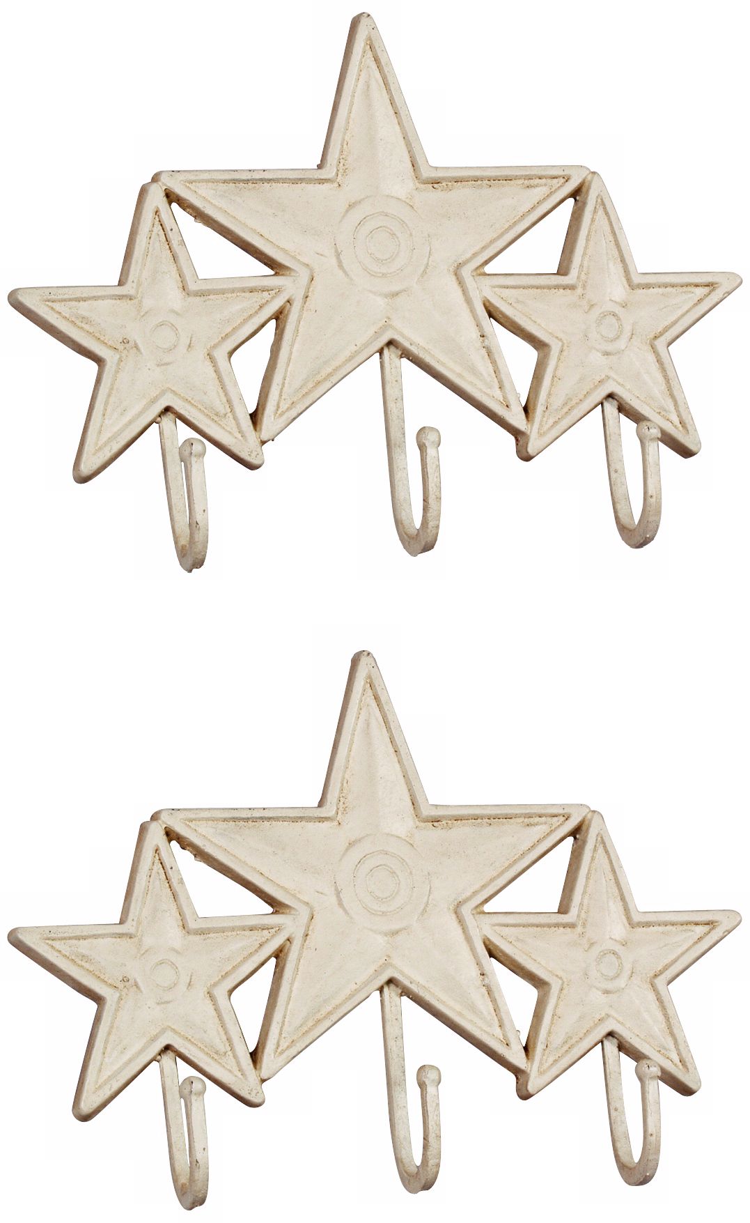 Brookhurst Set of 2 White Cast Iron Star Hooks