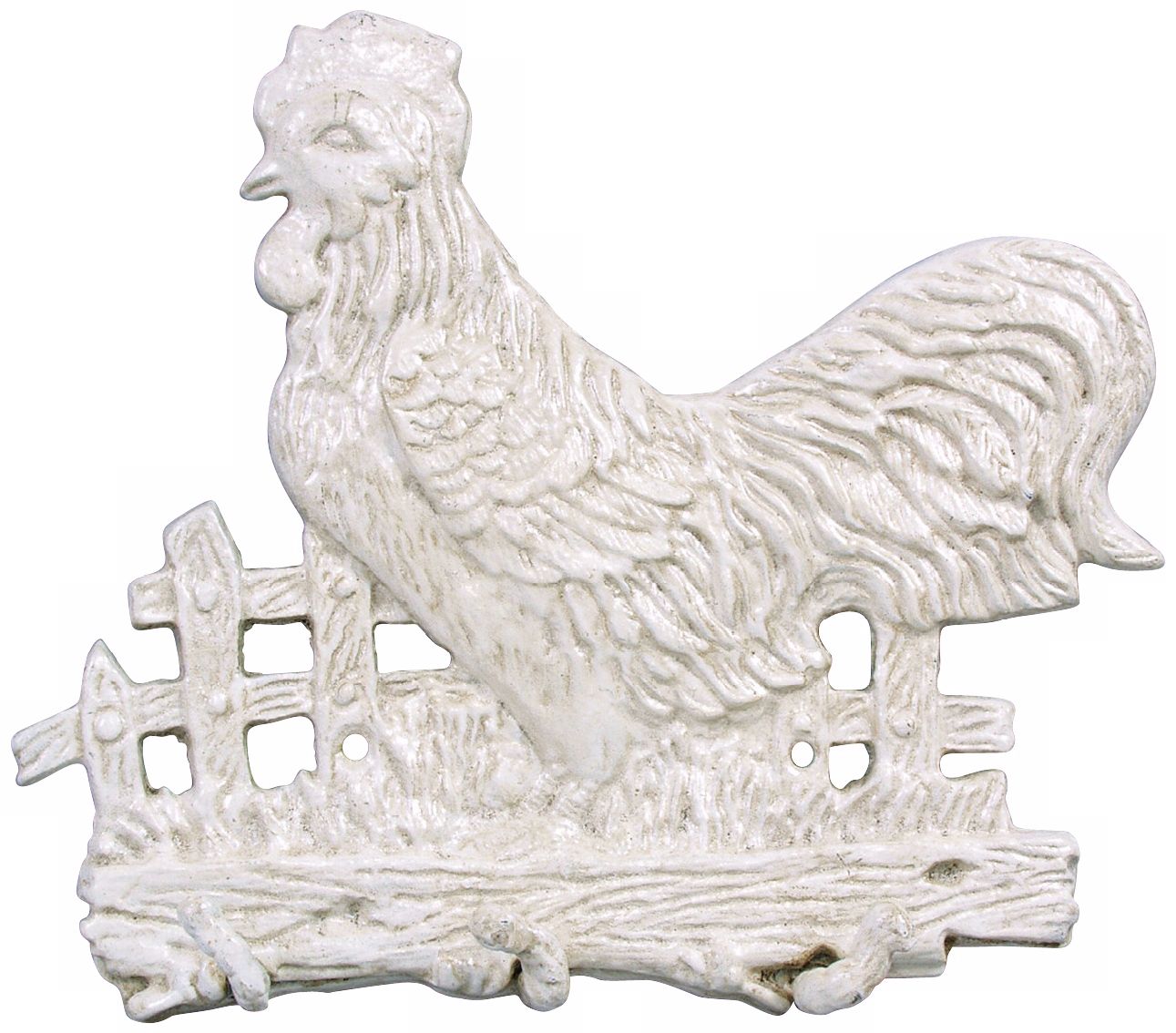 Americana Cast Iron White Rooster Coat Hooks